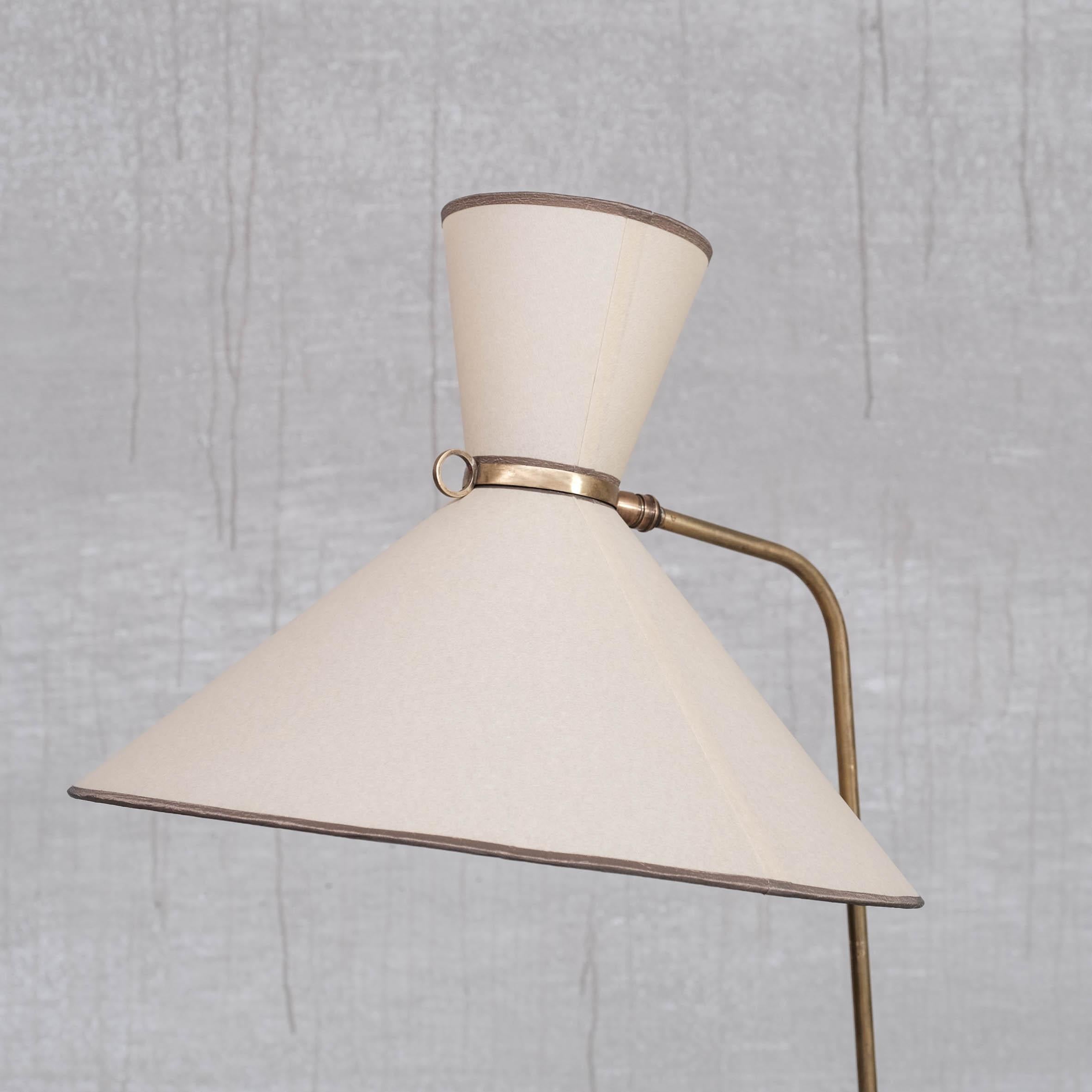 Robert Mathieu French Brass Adjustable Mid-Century Floor Lamp In Good Condition For Sale In London, GB