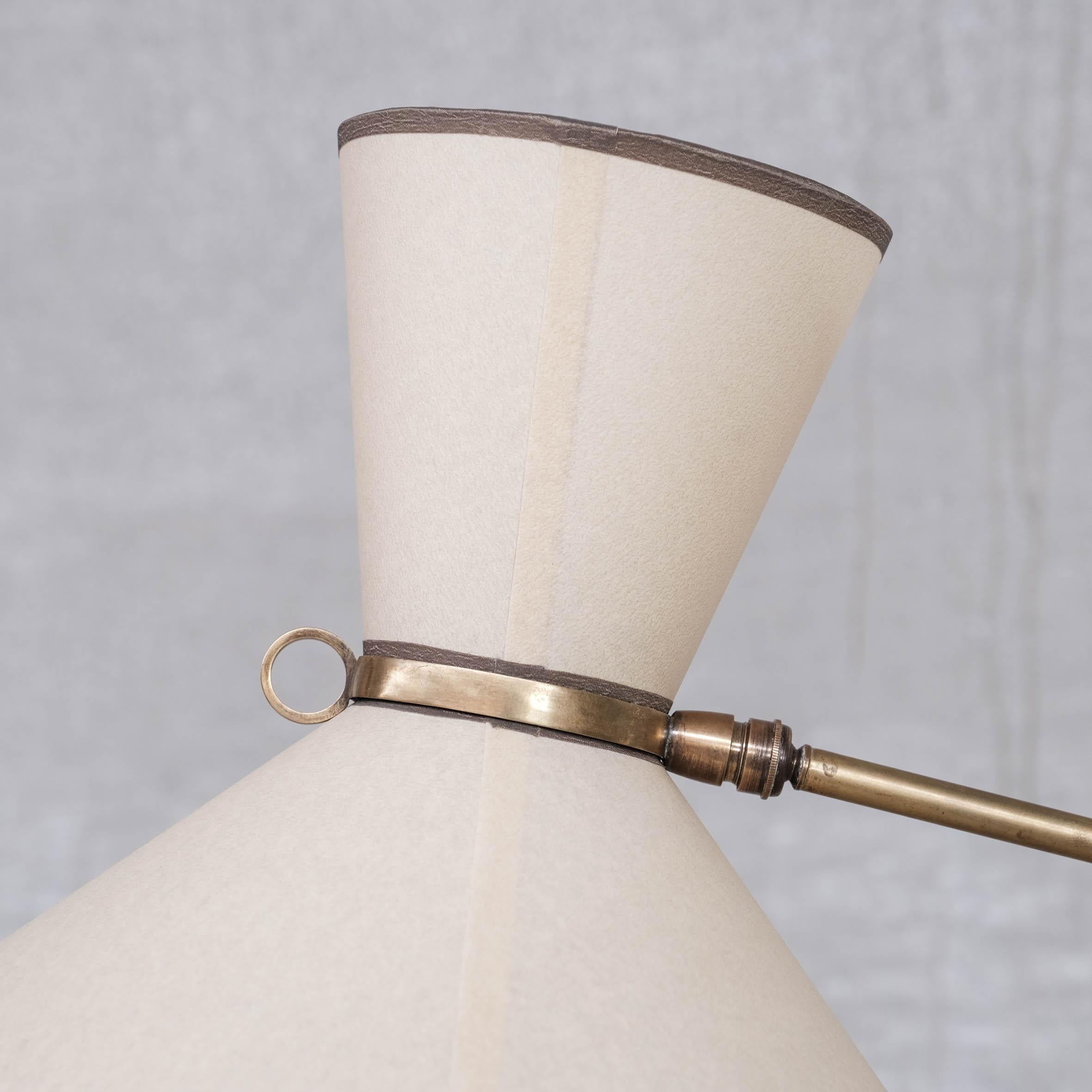 Robert Mathieu French Brass Adjustable Mid-Century Floor Lamp For Sale 1
