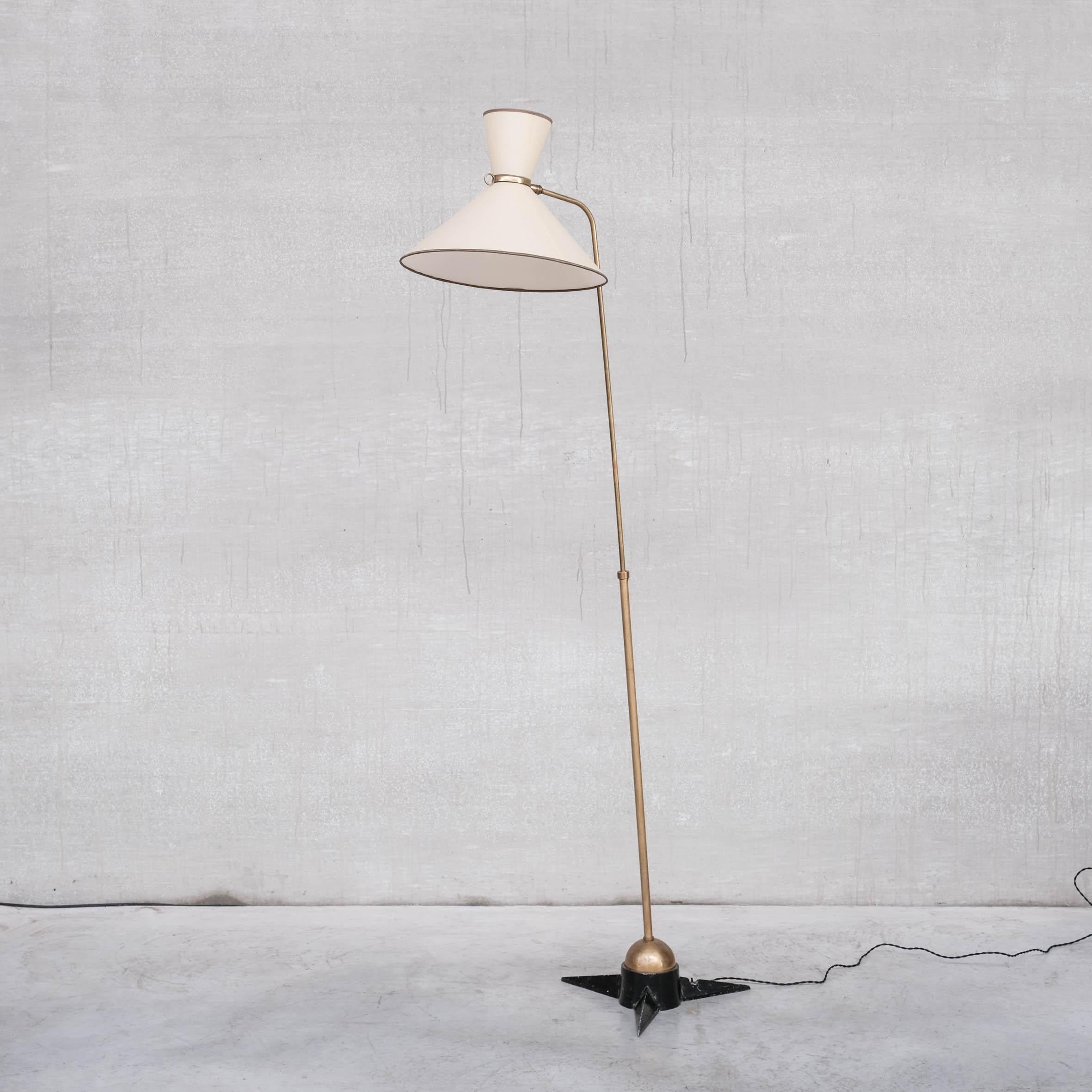 Robert Mathieu French Brass Adjustable Mid-Century Floor Lamp For Sale 4