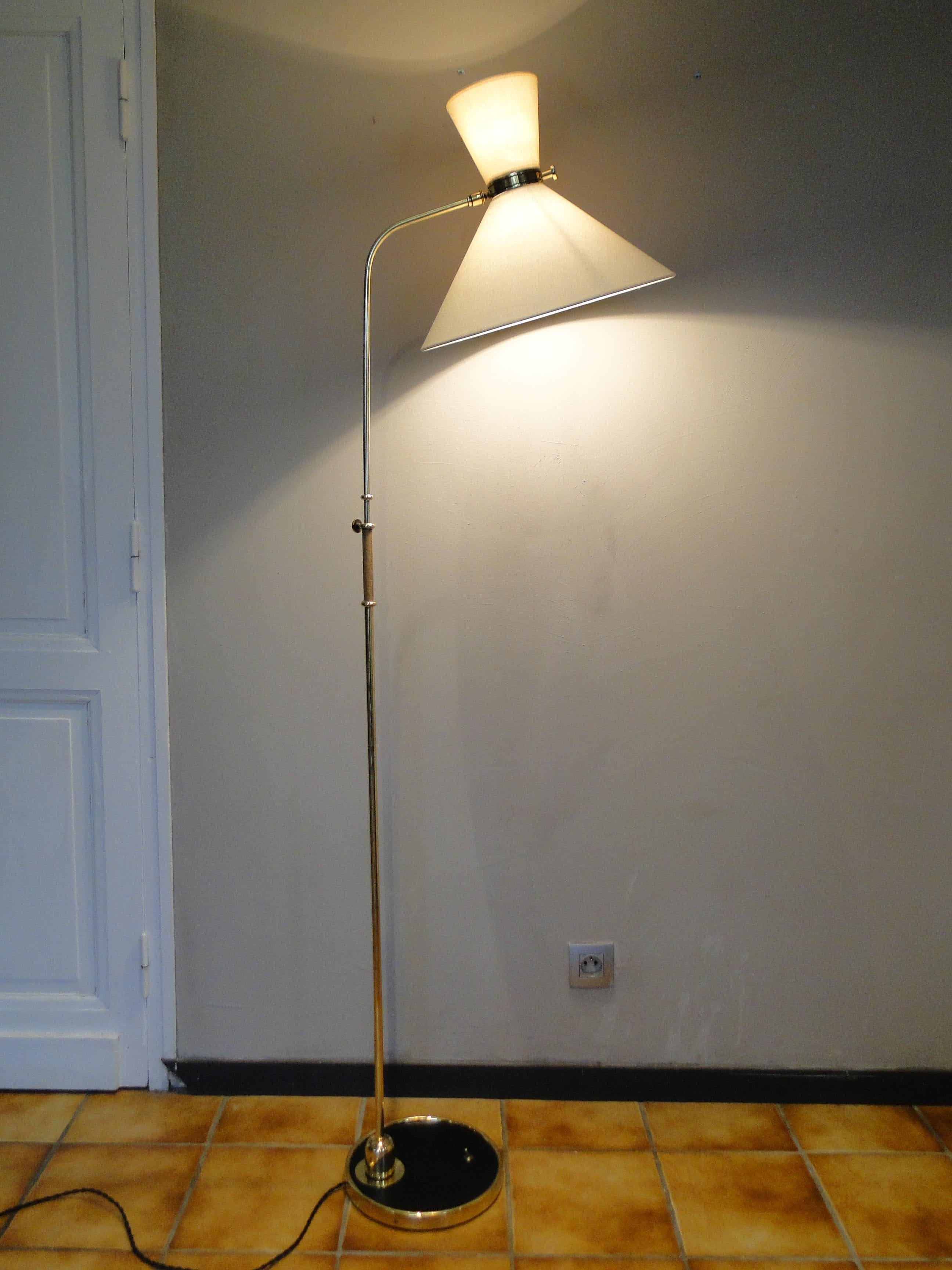 Mid-20th Century Robert Mathieu French Floor Lamp Brass Adjustable 1950 Lunel Arlus  Articulated For Sale