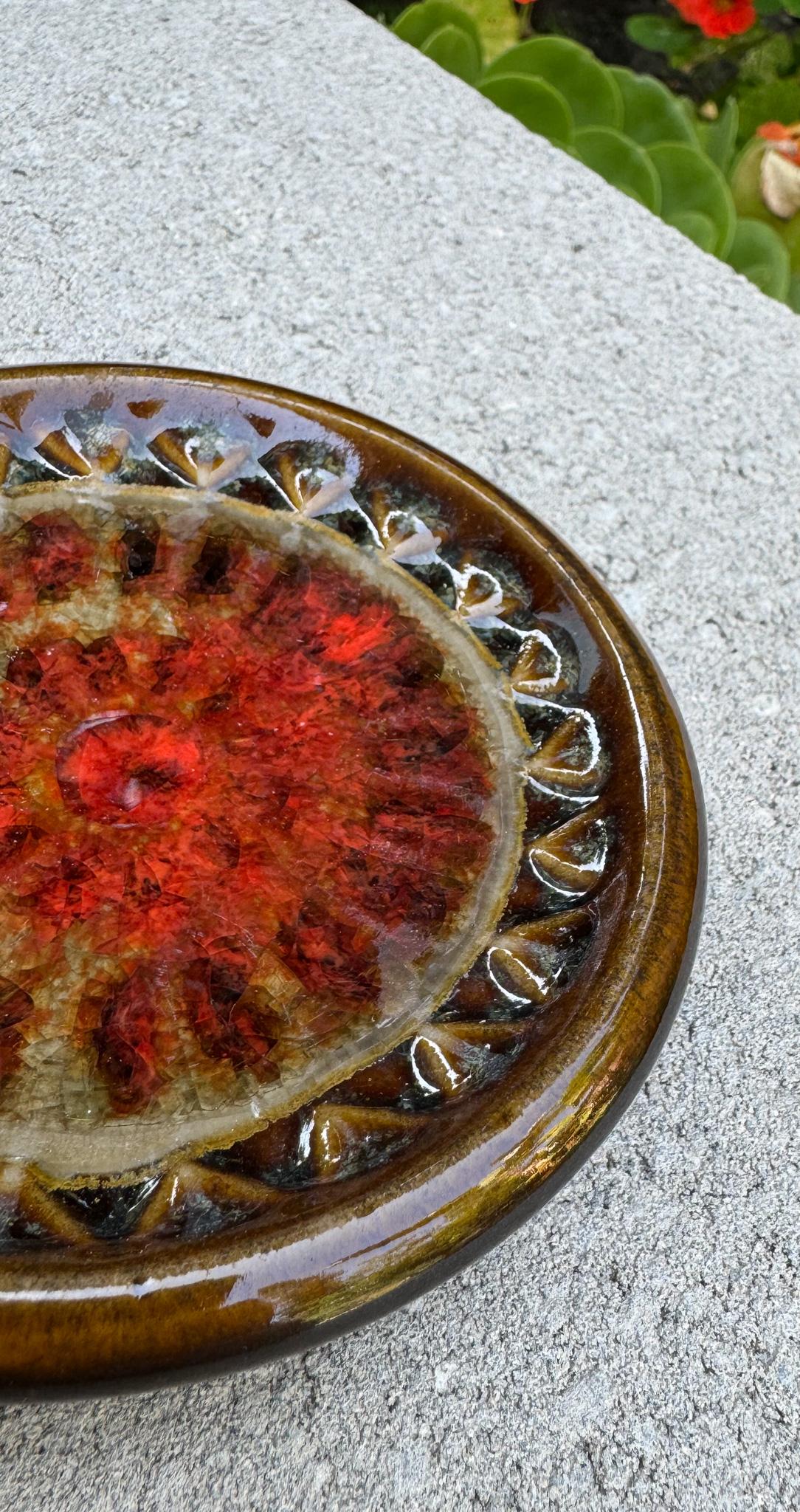 Robert Maxwell Ceramic & Crackle Glass Vide-Poche, California, c.1970.  