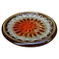 Vide-poche en céramique et verre craquelé de Robert Maxwell, Californie, c.C. 1970
