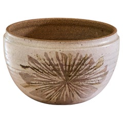 Robert Maxwell del 1960, vaso in gres smaltato a mano "Flower" con macchie di colore, prodotto a mano