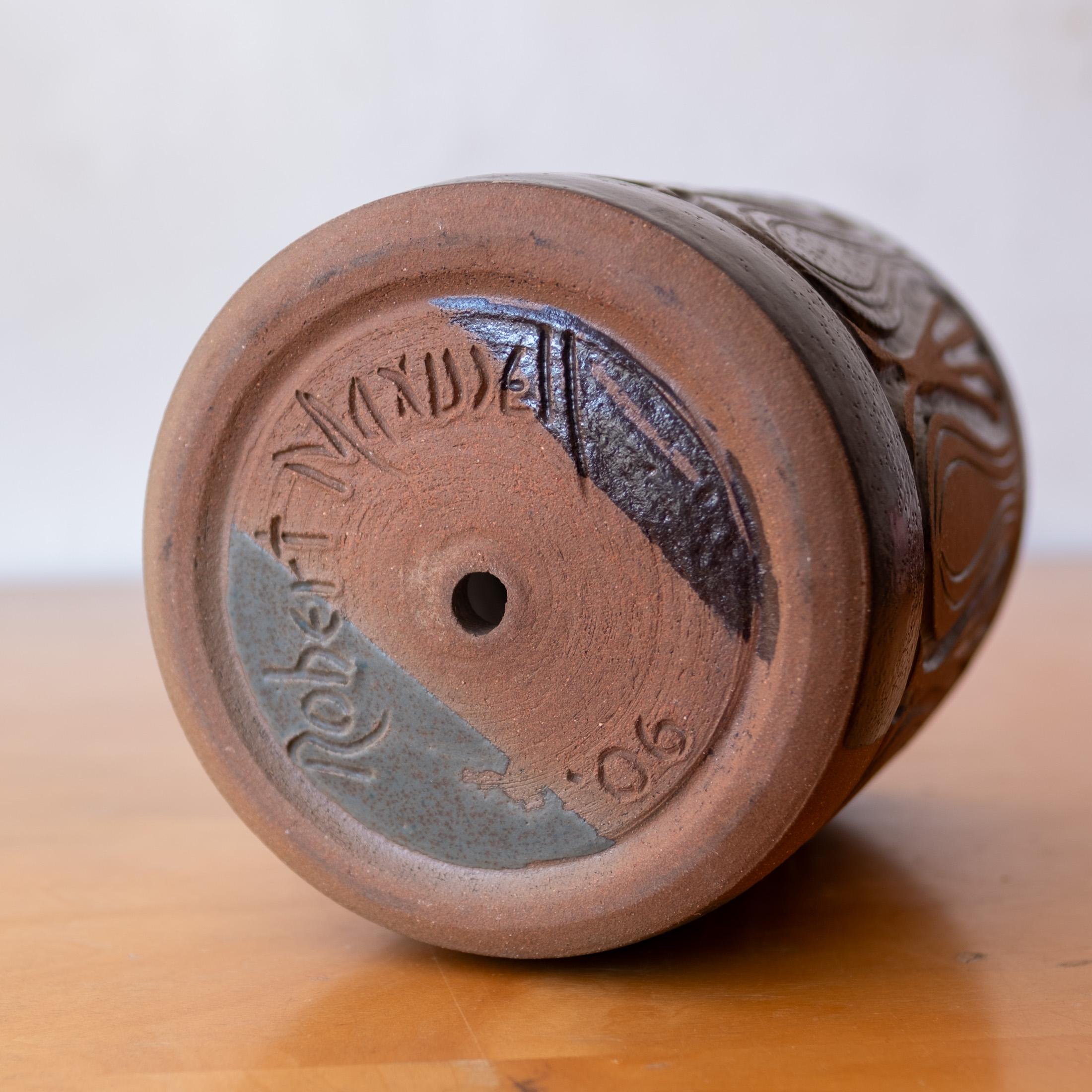 Fioriera in gres California Pottery di Robert Maxwell con smalto a fiamma in vendita 5