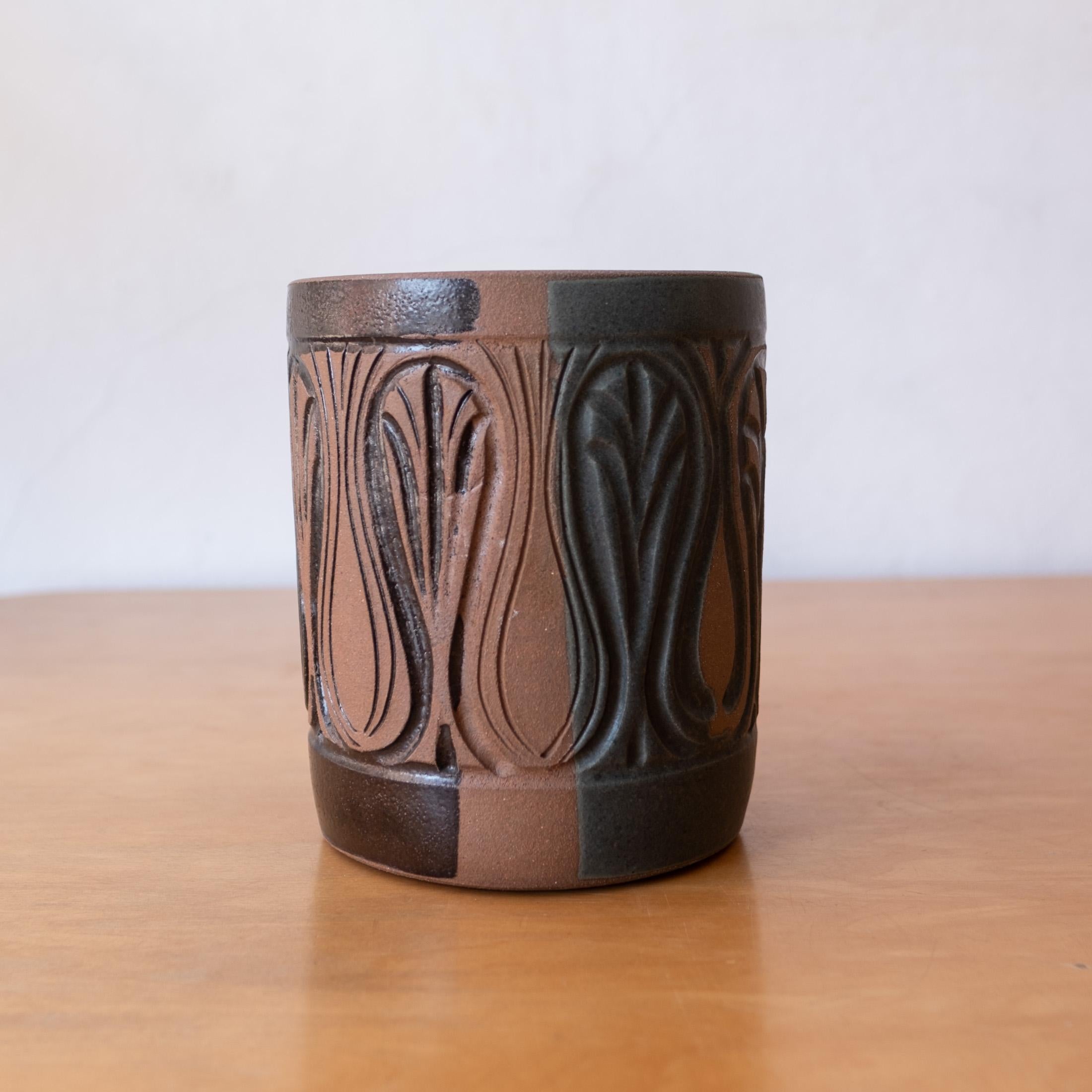 Fioriera in gres California Pottery di Robert Maxwell con smalto a fiamma in vendita 1