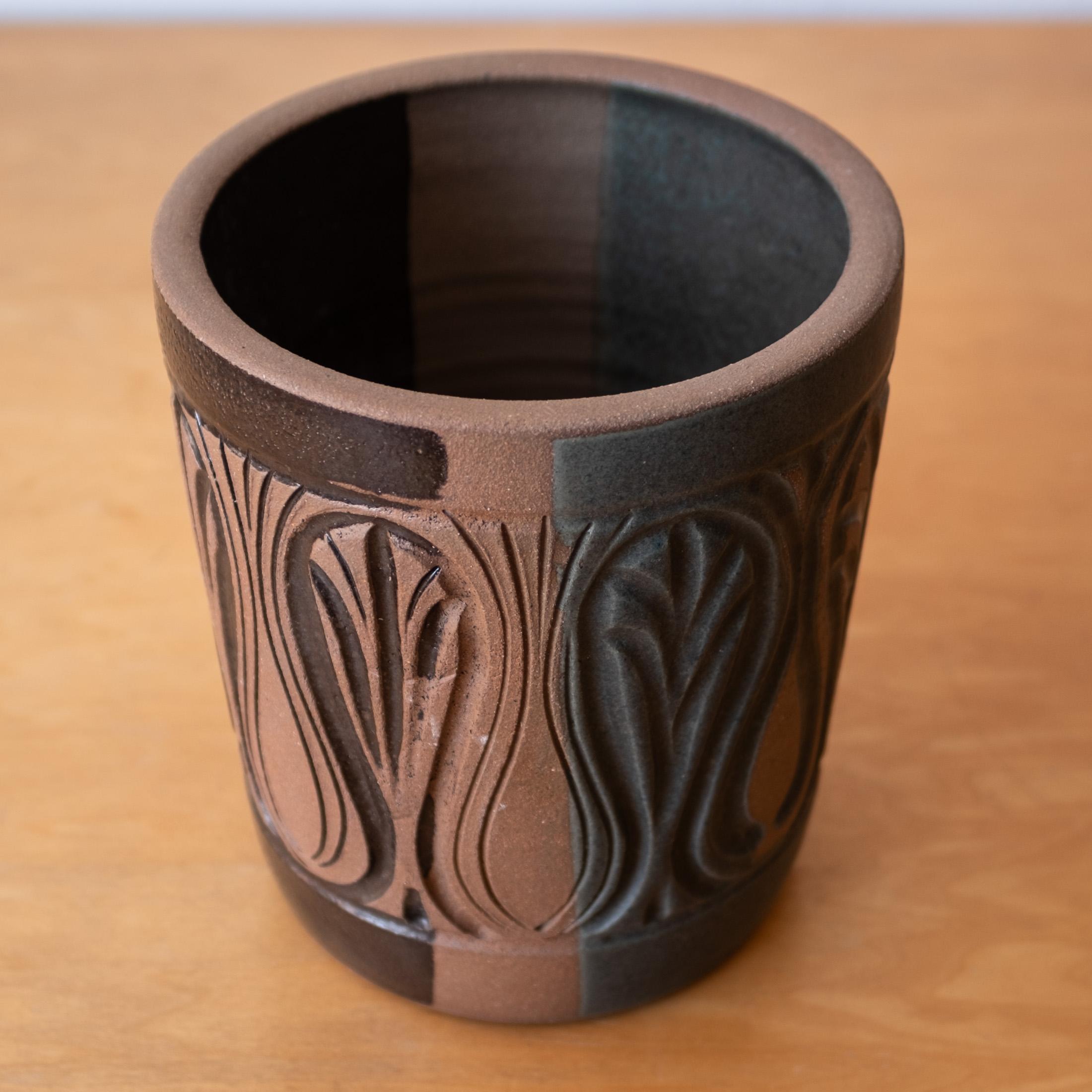Fioriera in gres California Pottery di Robert Maxwell con smalto a fiamma in vendita 2