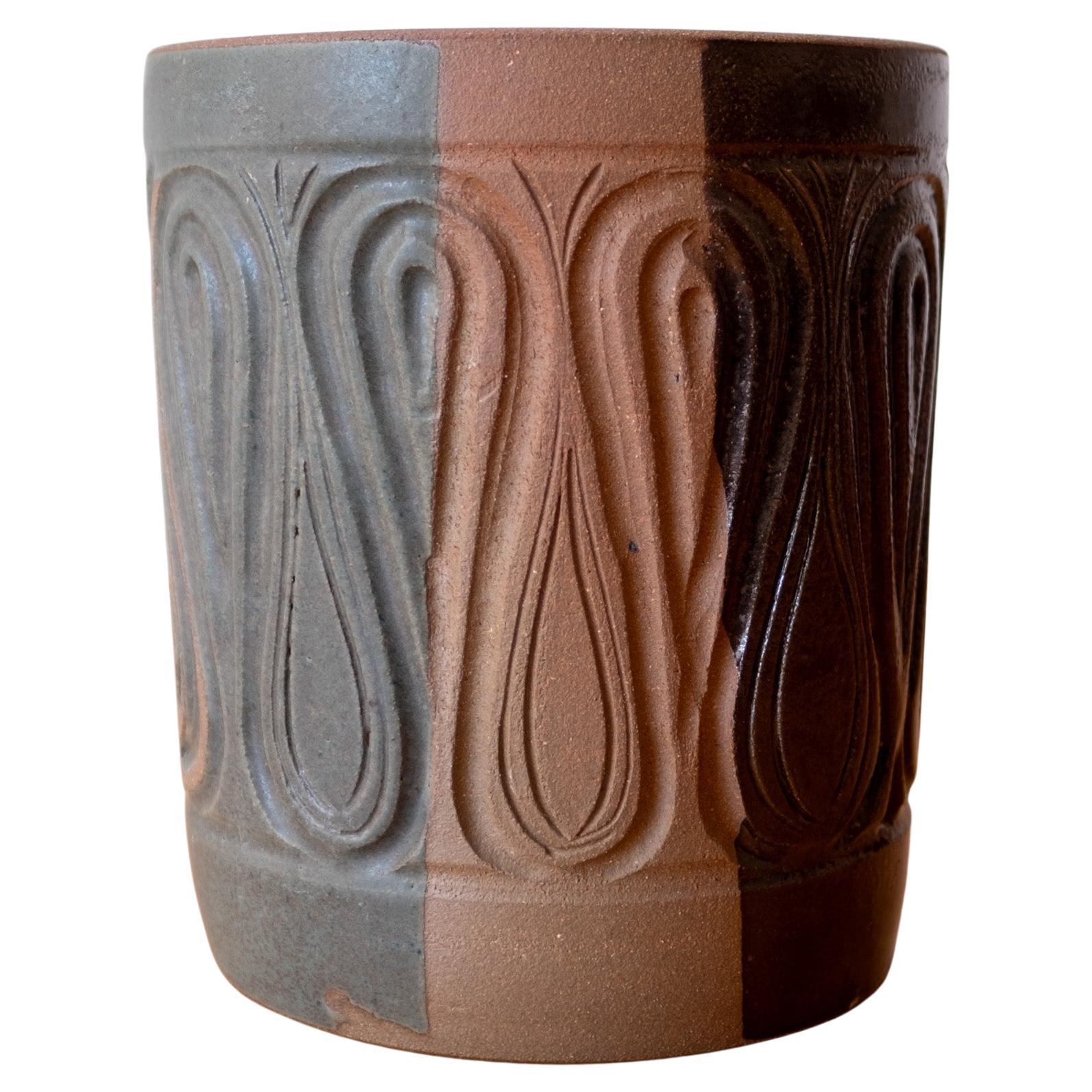 Macetero de cerámica de California Robert Maxwell Flame Glaze Stoneware