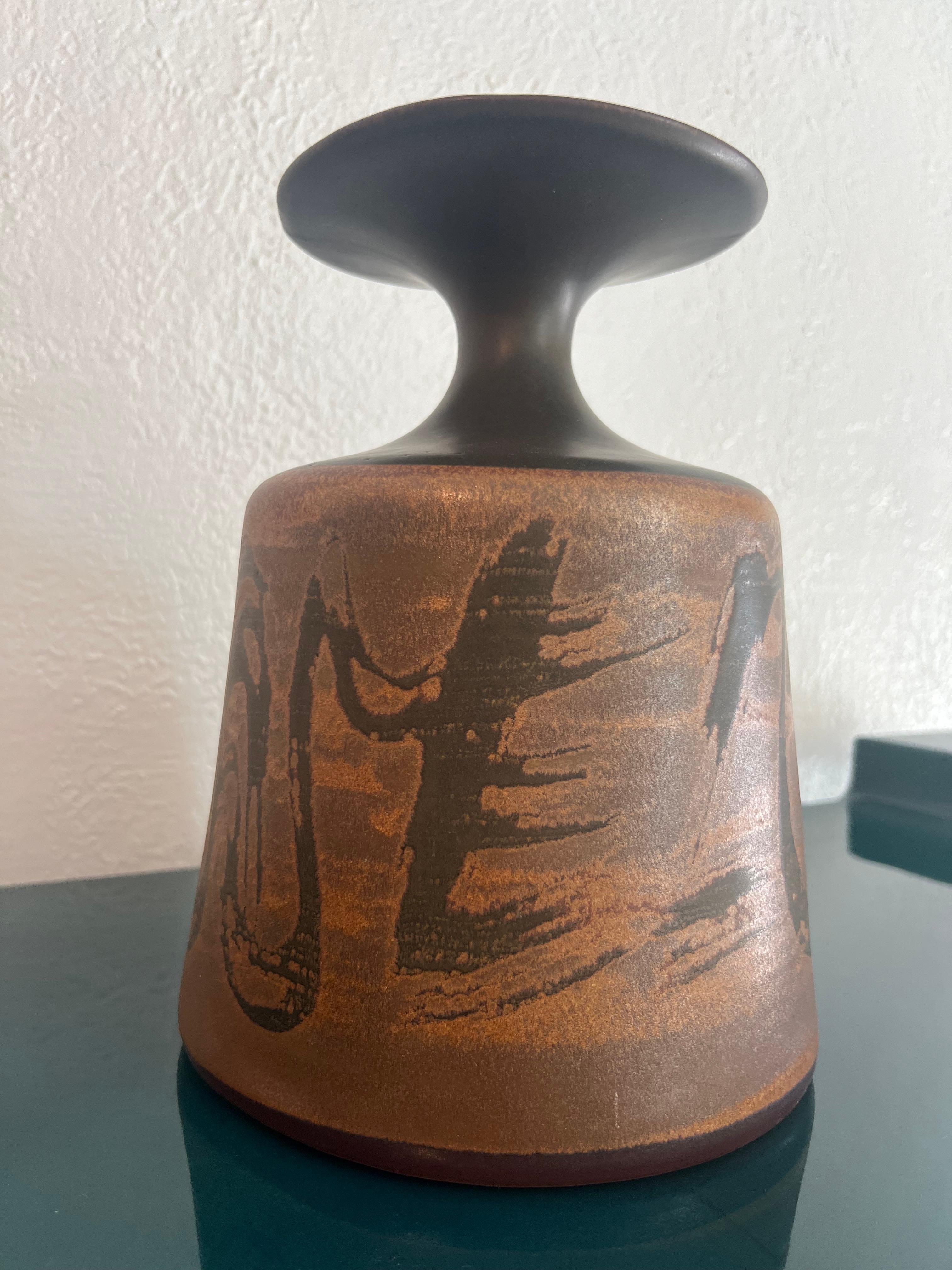 Late 20th Century Robert Maxwell For Designs West Stoneware Vase For Sale