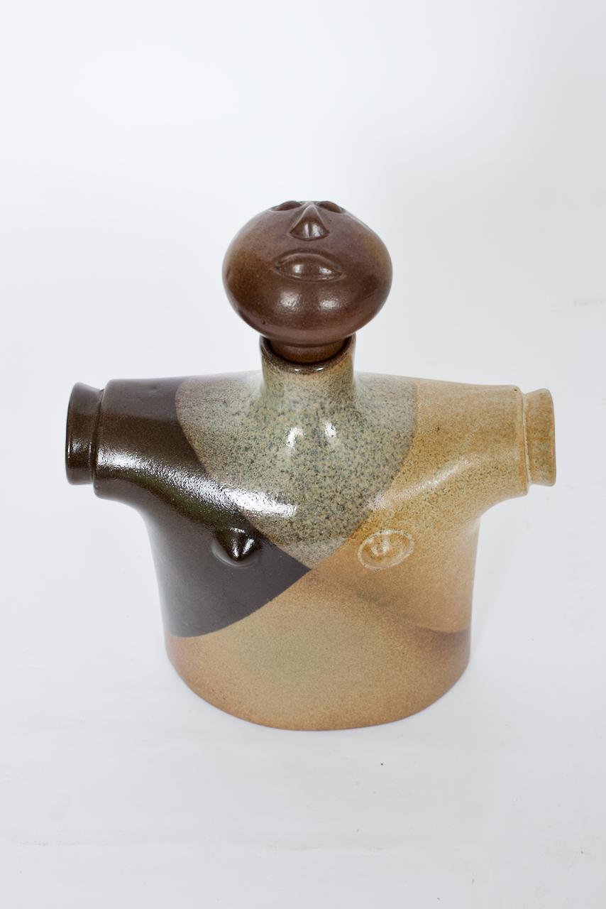 Mid-Century Modern Robert Maxwell for Pottery Craft USA Handcrafted Ceramic Decanter For Sale