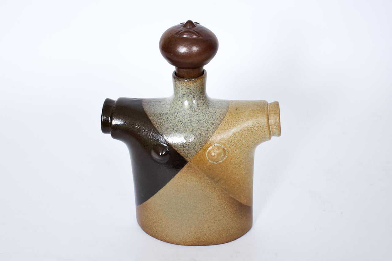 Handgefertigter Dekanter aus Keramik von Robert Maxwell für Pottery Craft USA im Angebot 1