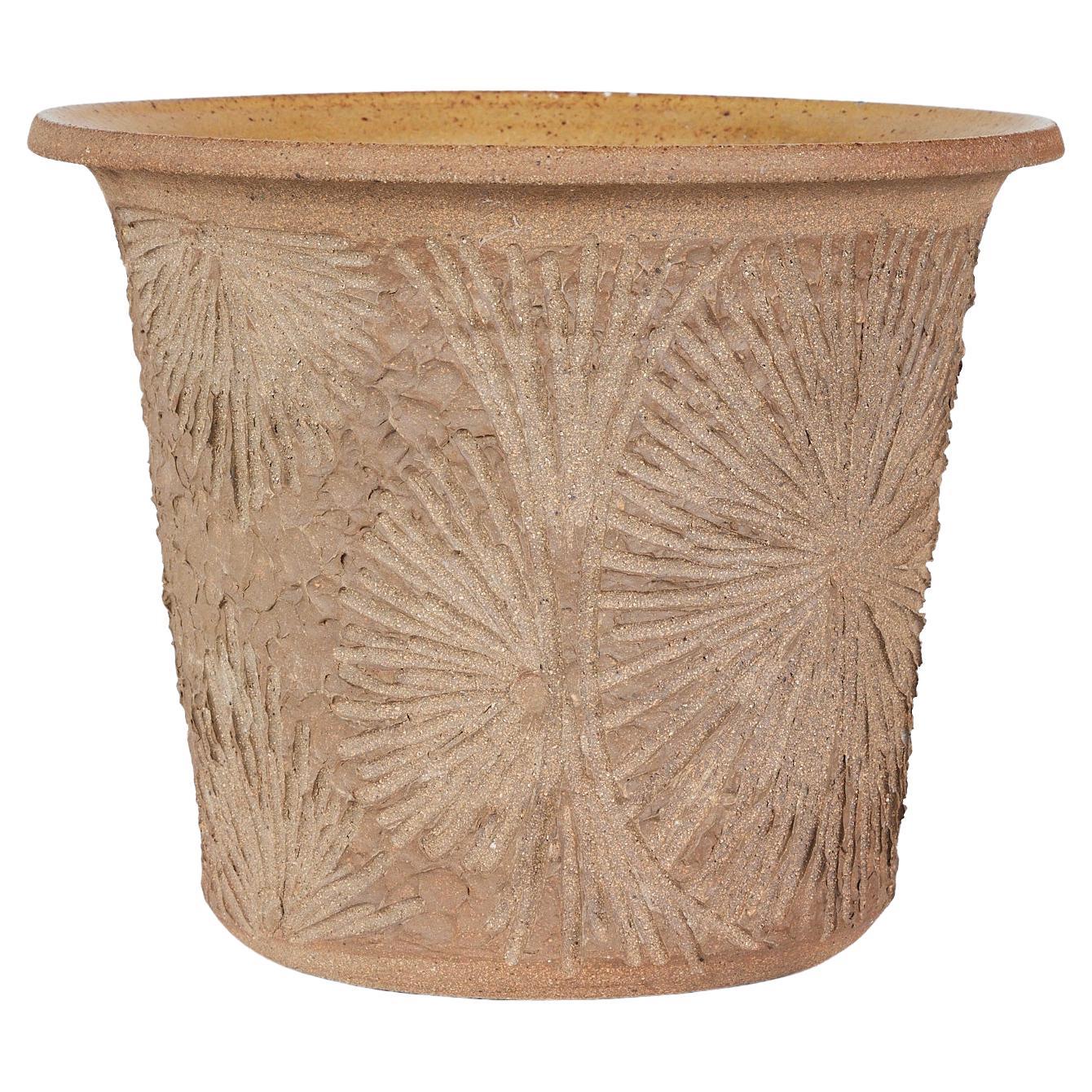 Robert Maxwell Incised Studio Pottery Planter with Flared Lip