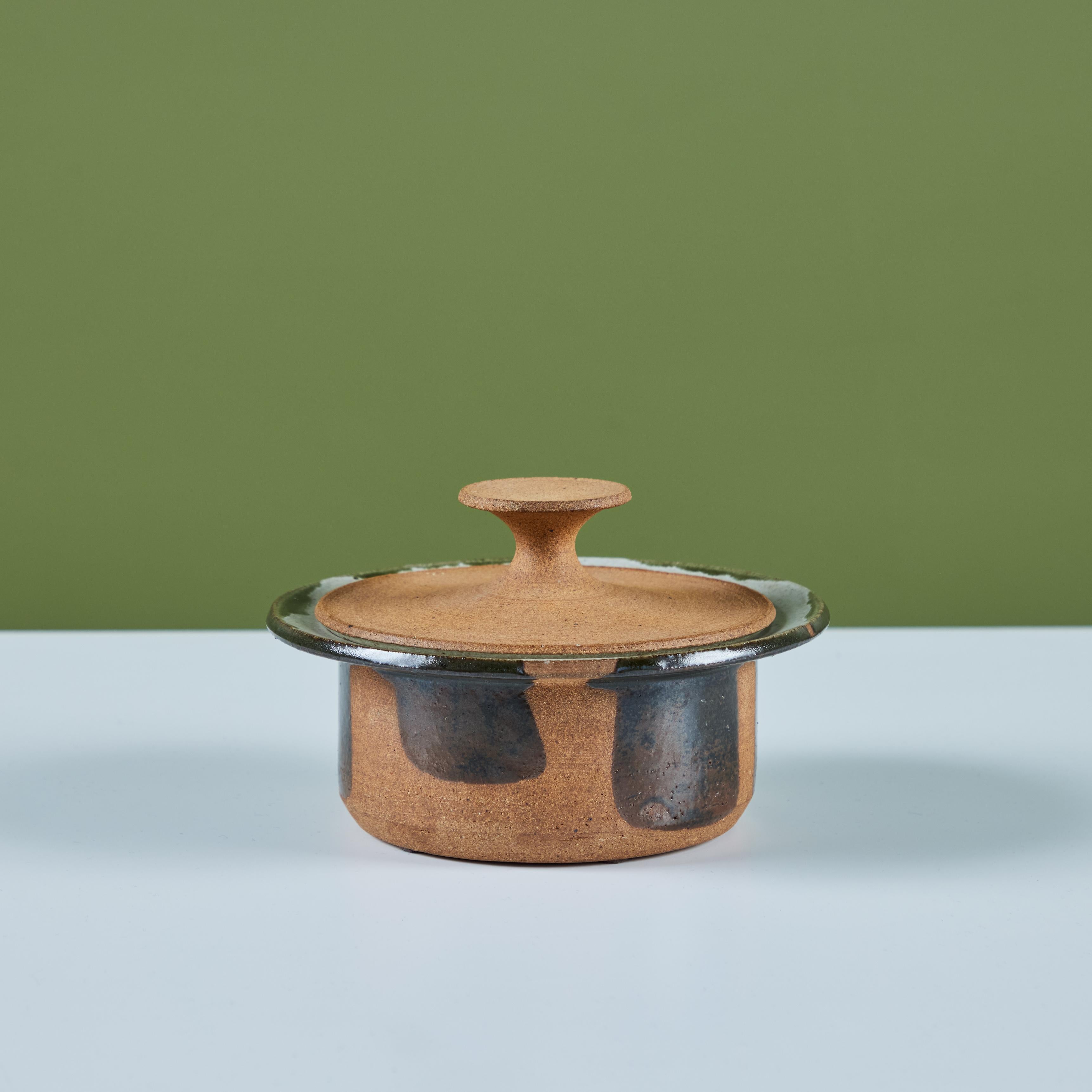 Glazed Robert Maxwell Lidded Stoneware Pot For Sale