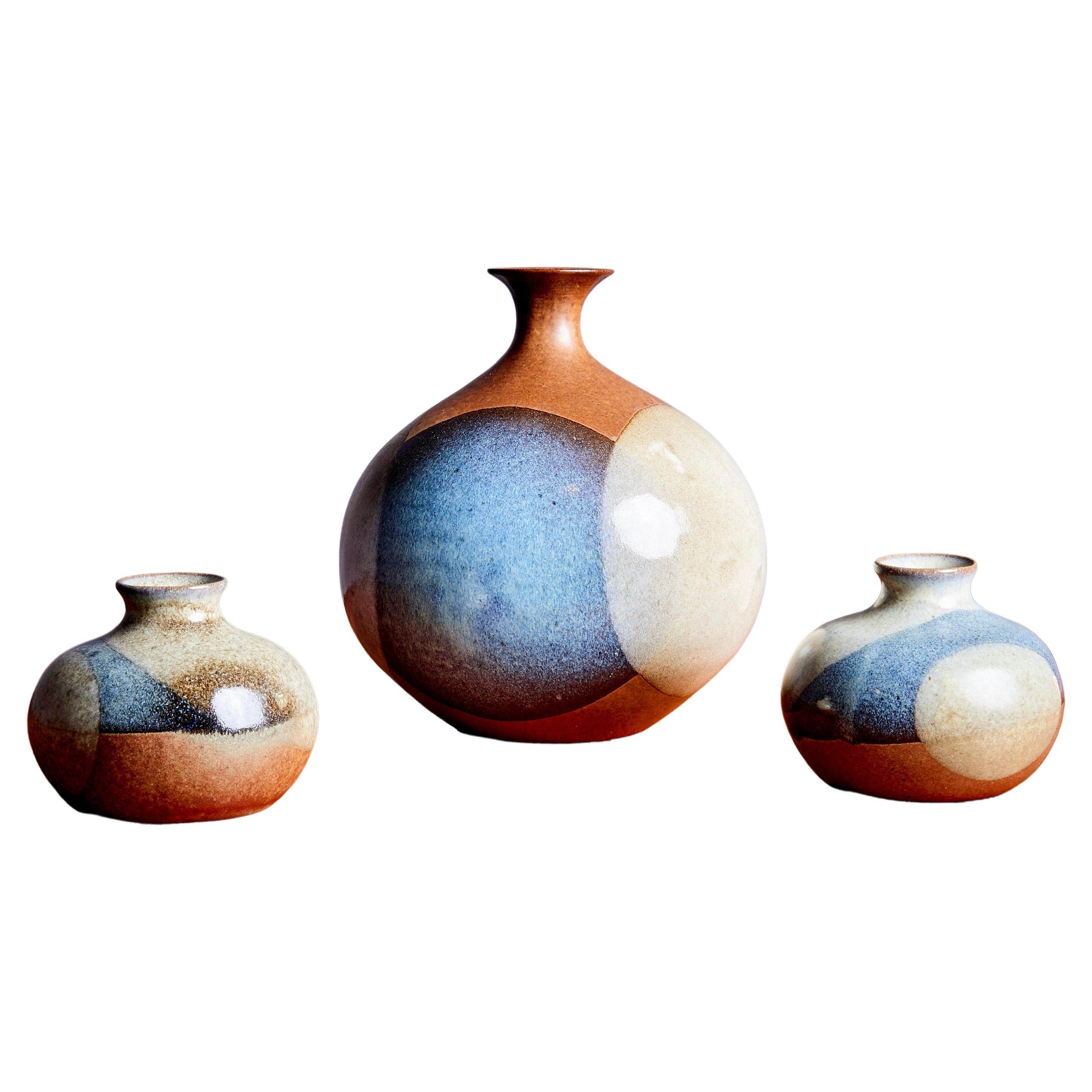 Robert Maxwell Set of 3 Ceramic Vases, USA - 1970s 
