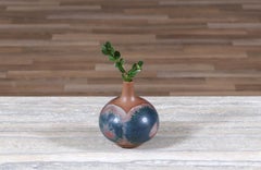 Vaso in ceramica di Robert Maxwell Studio con smalto blu e verde