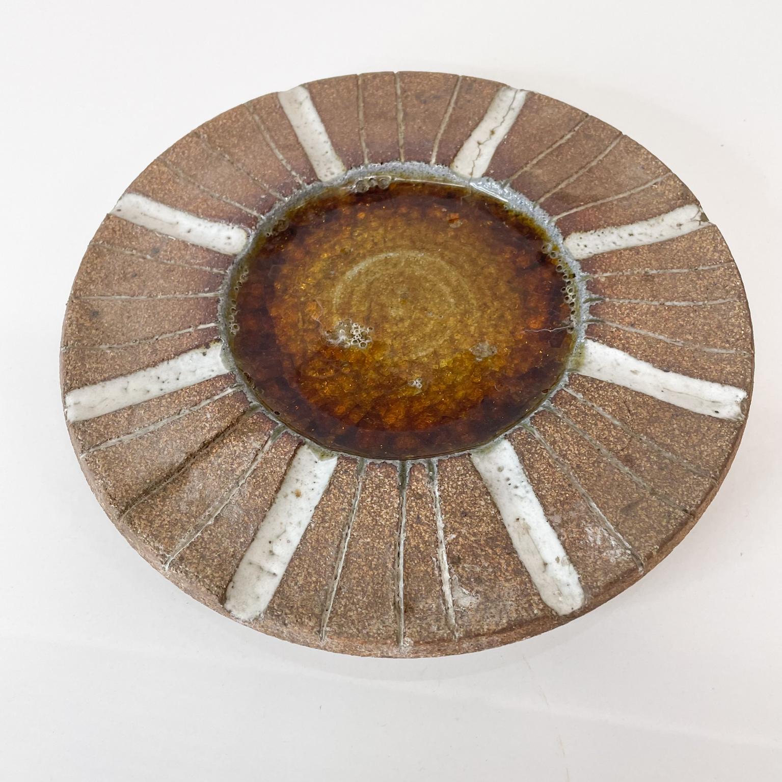 Mid-Century Modern Robert Maxwell Studio Pottery Craft Stoneware Plate #2 Santa Monica CA, 1960s