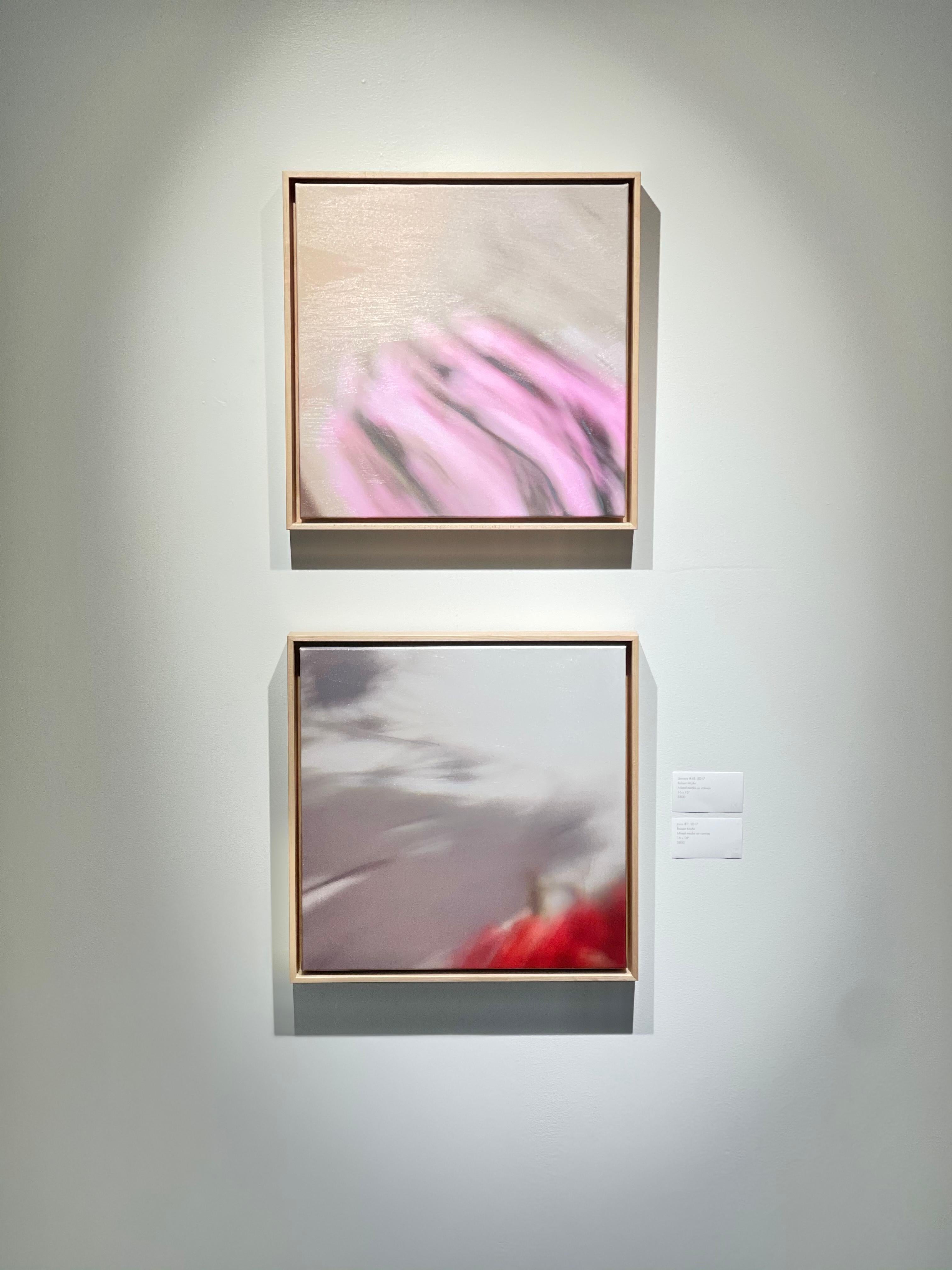 Contemporary Abstract Neutral Square Oil Paintings of Movement and Color