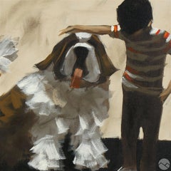 Boy And His Friend Saint Bernard