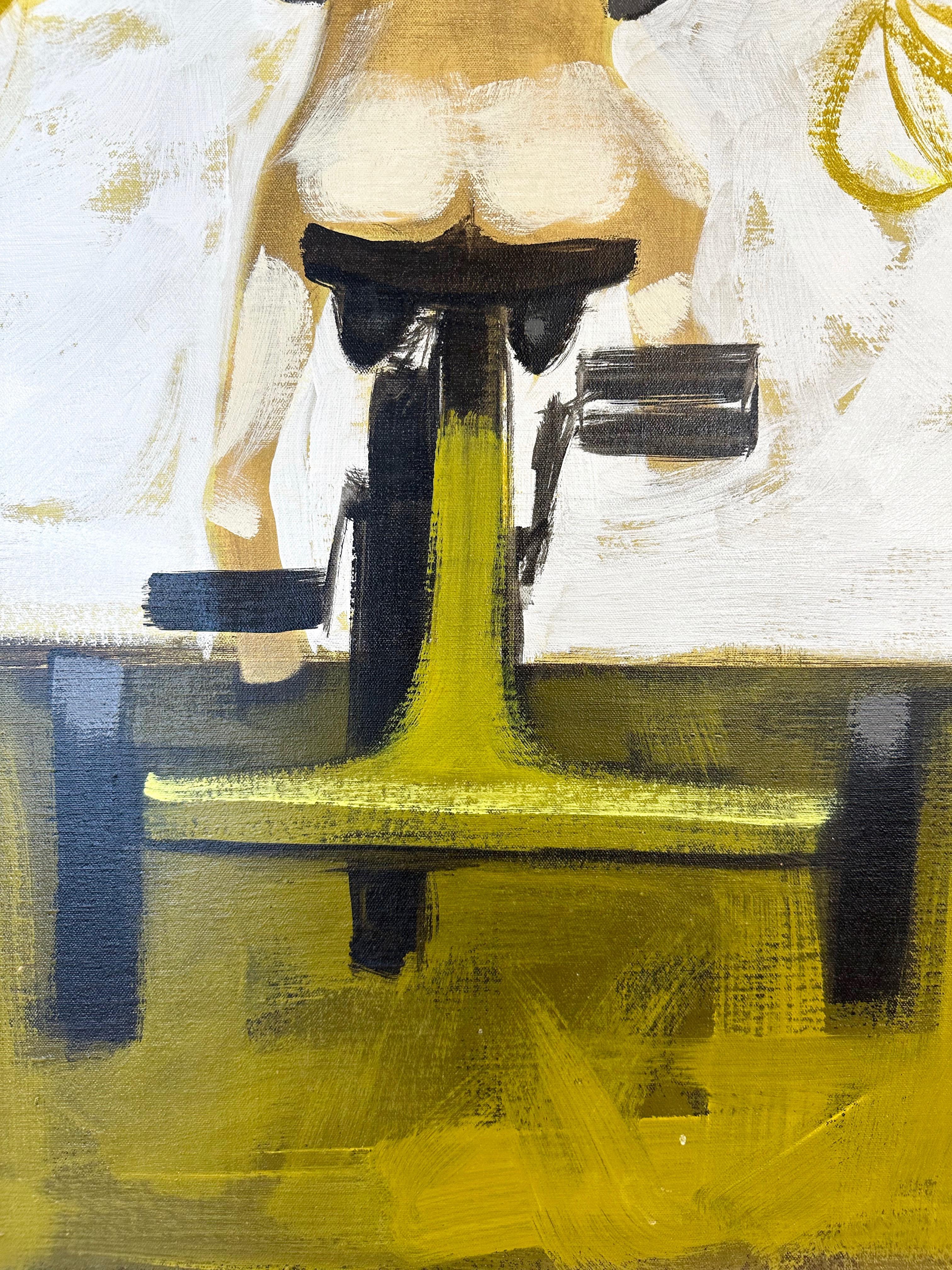 Brass Robert McCaine, “Tyke on a Trike”, Large Framed Oil Painting on Canvas, c. 1970 For Sale