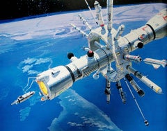 Konzeptuelle Raumfahrt- Sci-Fi-Kunst, Science-Fiction-Kunst, International Space Station 