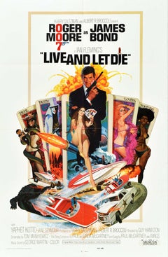 Original Vintage Film Poster James Bond Live And Let Die Roger Moore 007 Movie