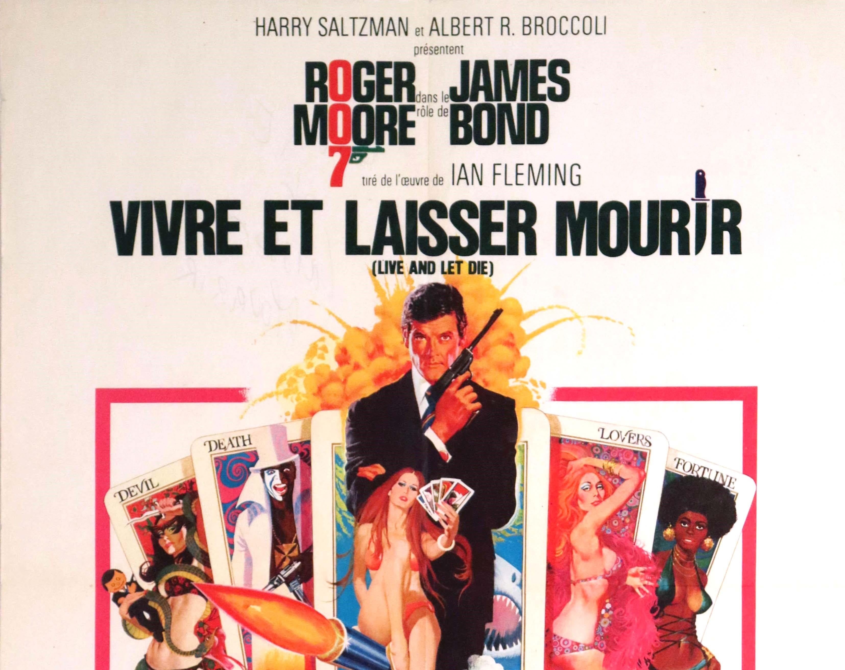 Original Vintage James Bond Poster Live And Let Die Roger Moore 007 Film Tarot - Print by Robert McGinnis