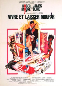Original Vintage James Bond-Poster, „ Live And Let Die Roger Moore“, Film, Tarot,007