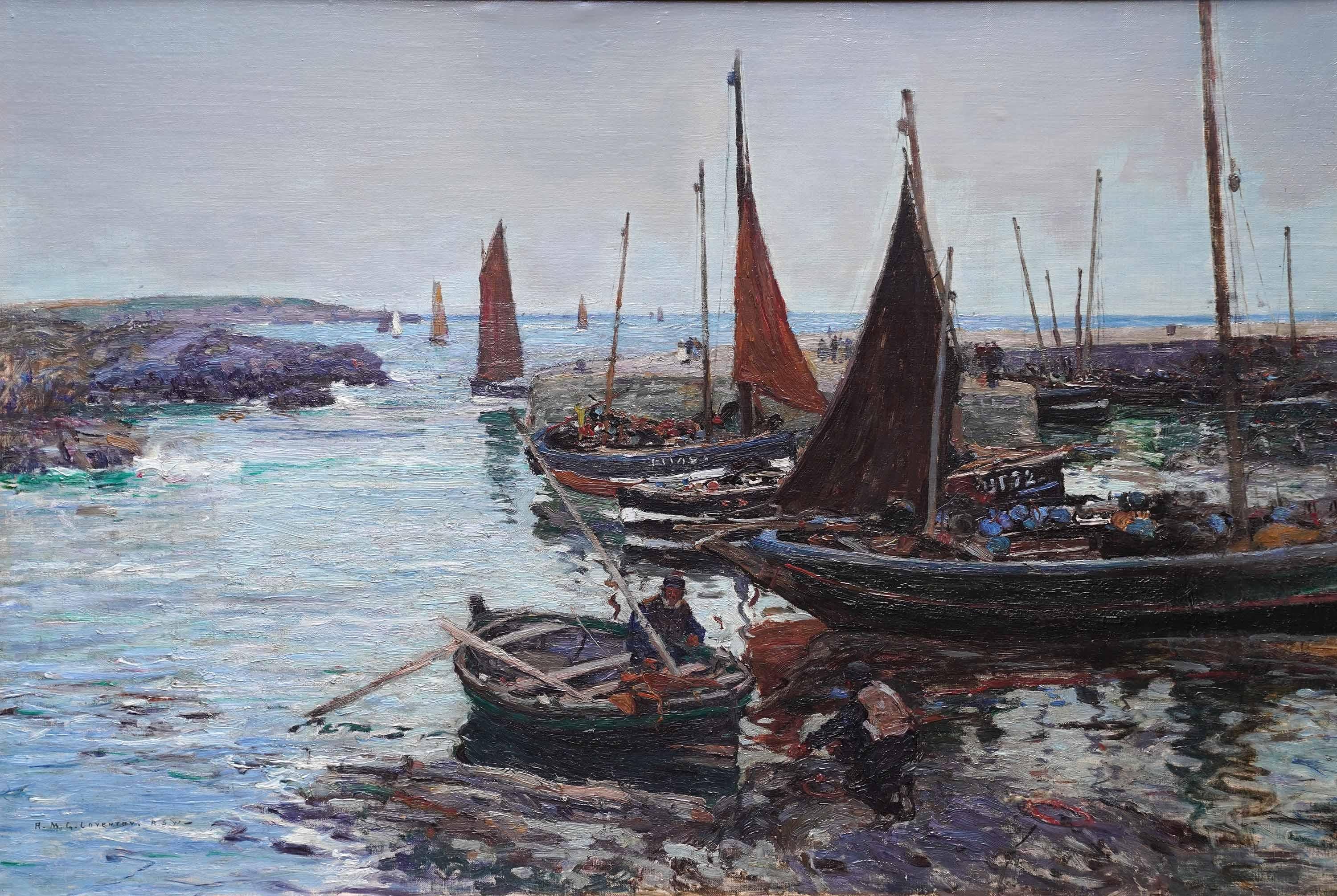 Hafenszene - Schottisches Ölgemälde im viktorianischen Impressionismus mit Meereslandschaft – Painting von Robert McGowan Coventry