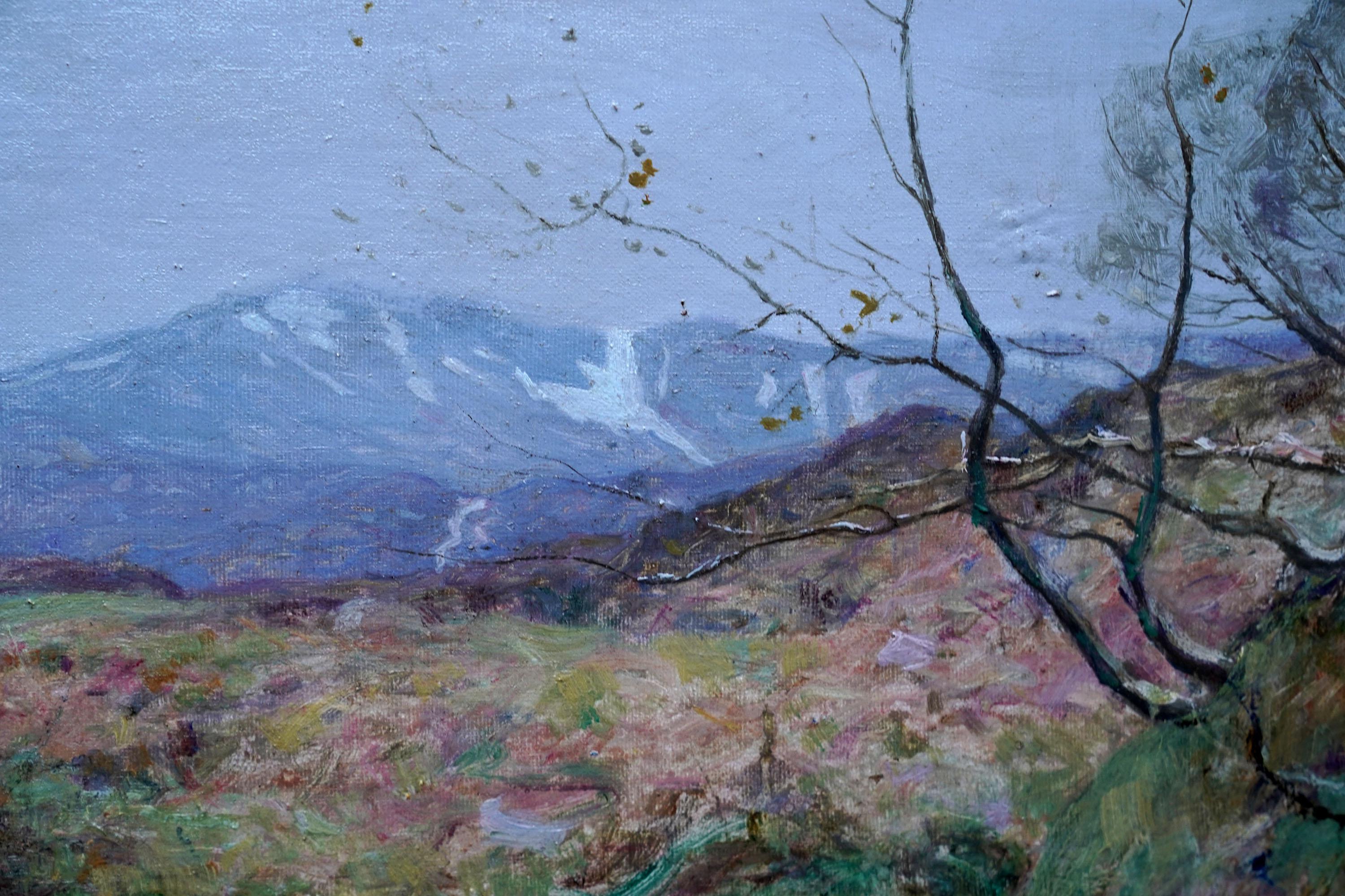 Paisaje de las Highlands - Pintura al óleo de arte escocés victoriano Escocia en venta 3