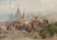 Fishing Scene 'Unloading the Catch' by Robert McGown Coventry A.R.S.A., R.S.A.