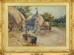 Robert Mcgregor genre oil painting of french village scene