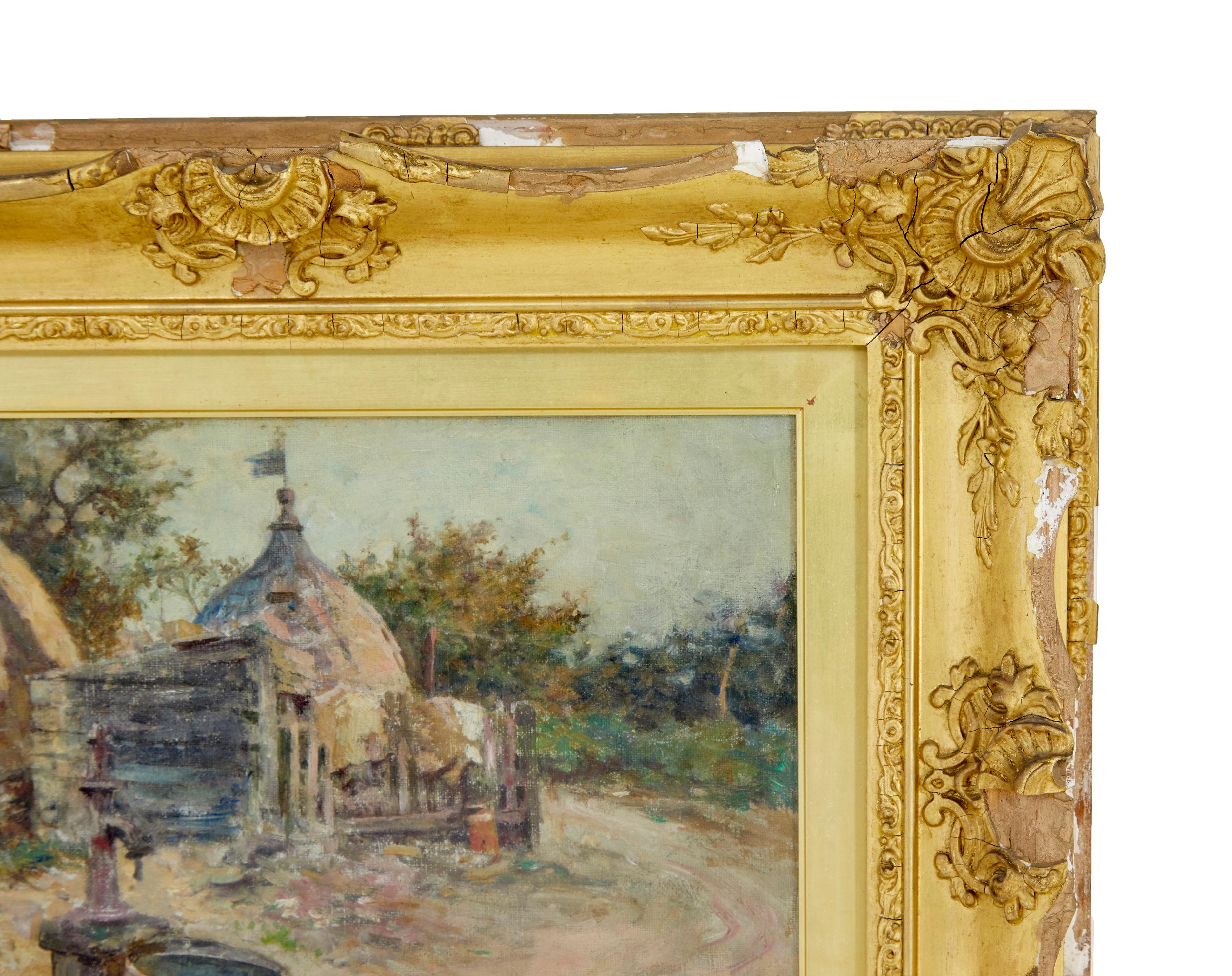 Victorian Robert Mcgregor genre oil painting of french village scene For Sale