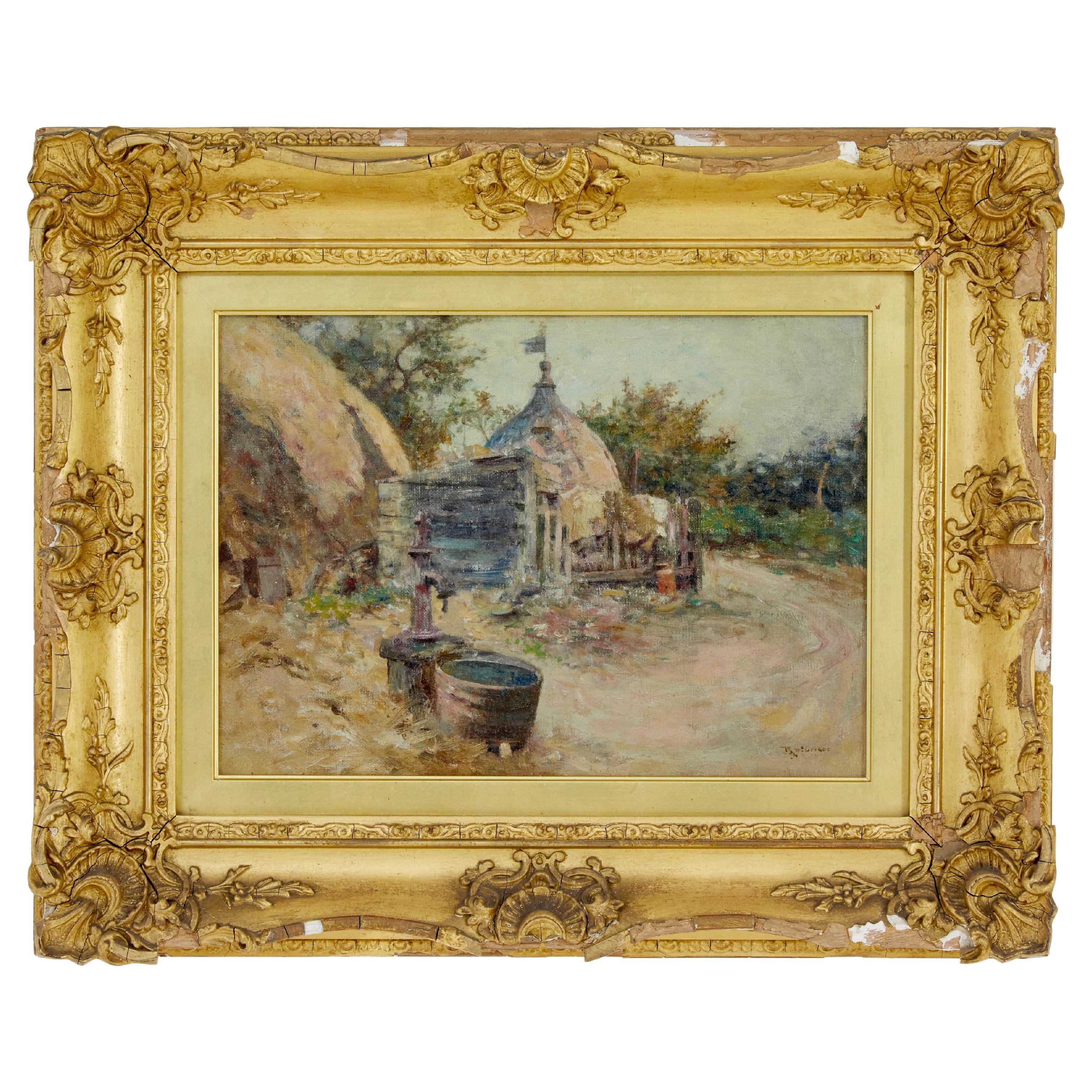Robert Mcgregor óleo de género de escena de pueblo francés