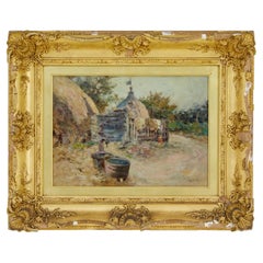 Robert Mcgregor genre oil painting of french village scene
