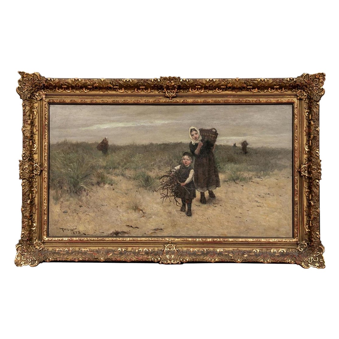 Robert McGregor Oil on Canvas, Figures at the Shore