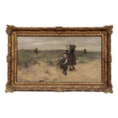 Robert McGregor Oil on Canvas, Figures at the Shore