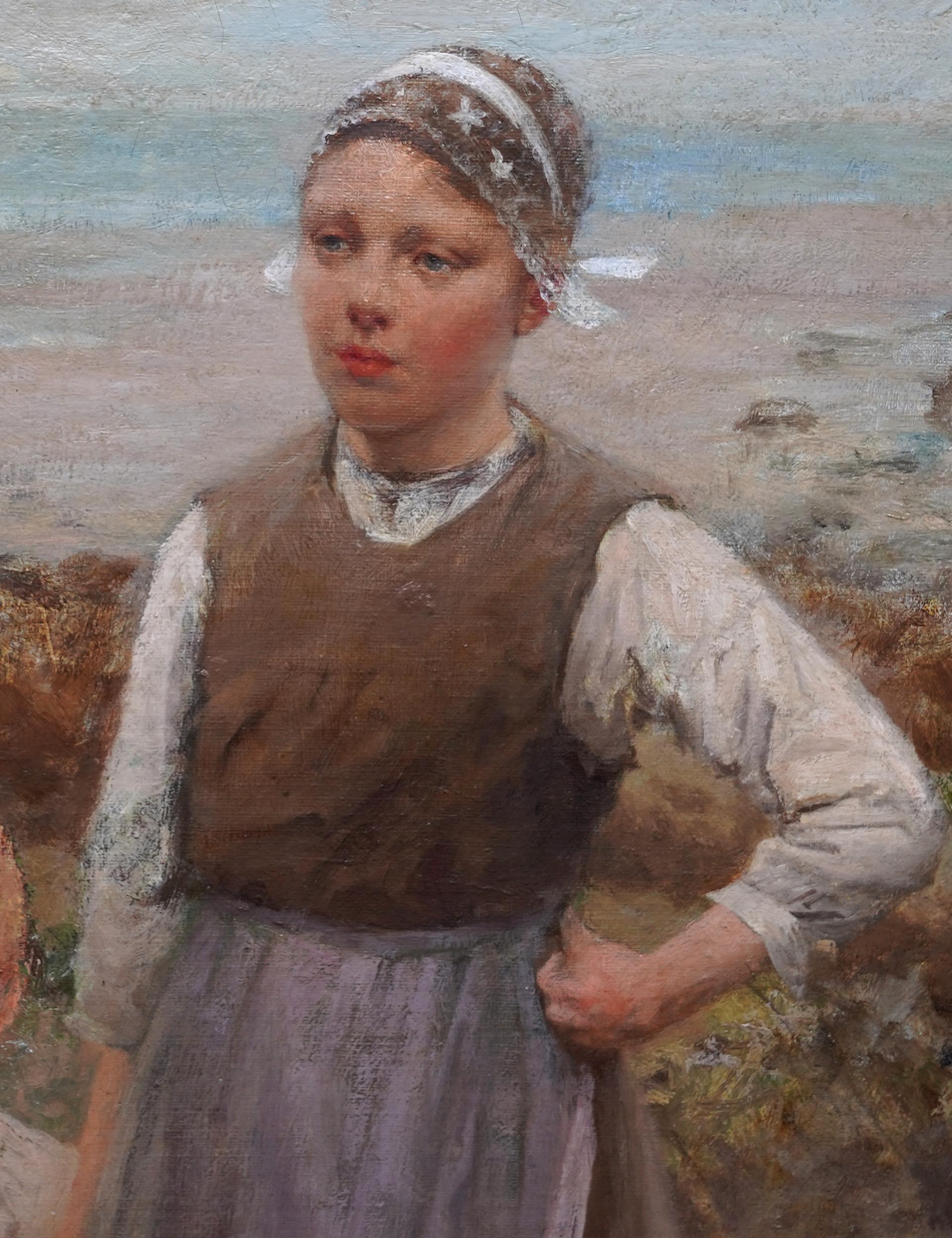 Brother and Sister - schottische Ausstellungskunst 1918 Porträt-Landschafts-Ölgemälde im Angebot 1