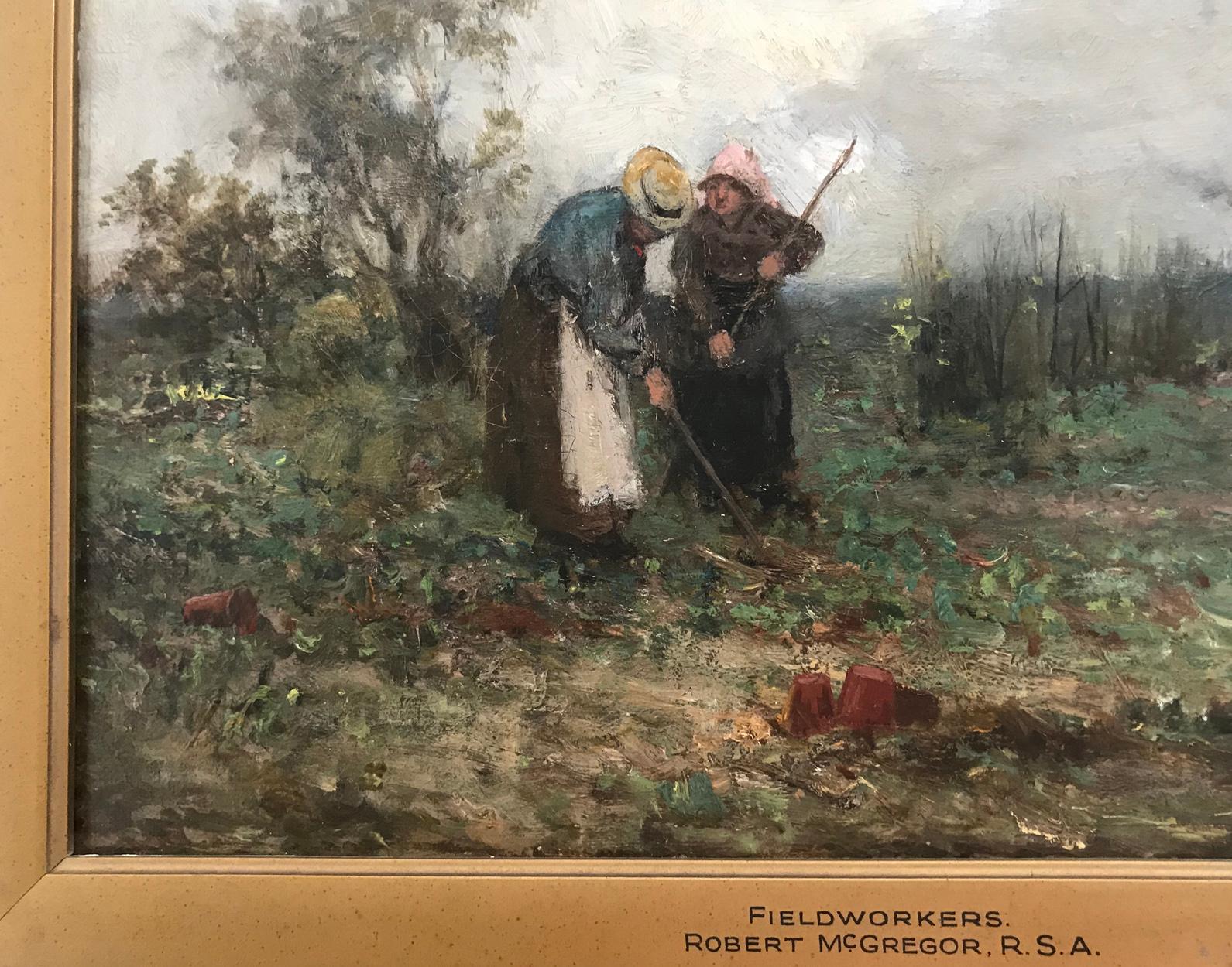 British Robert McGregor (Scottish), Field Workers, Oil on Canvas, Circa 1890