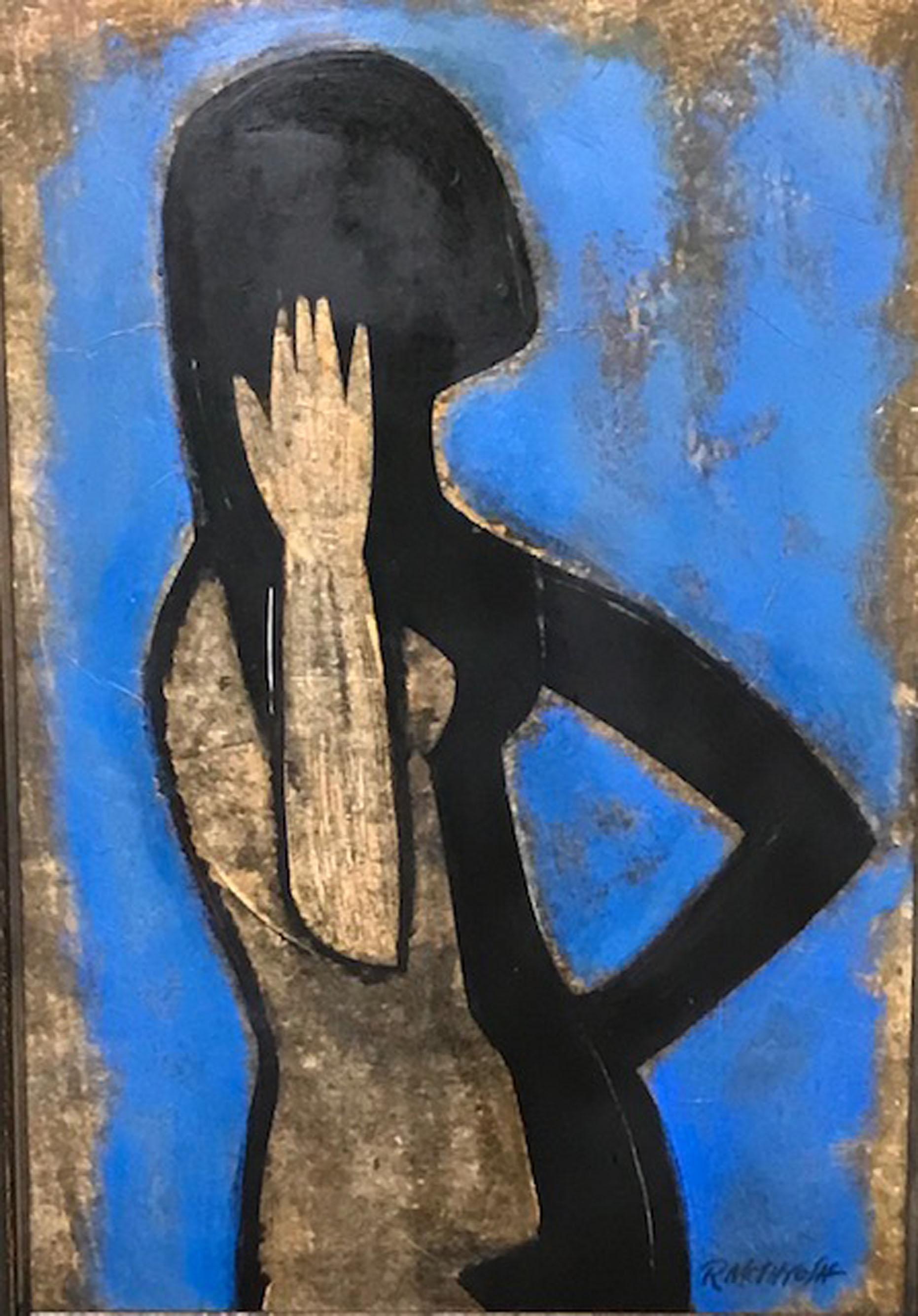 Robert McIntosh Nude Painting - Cubist Nude in Blue