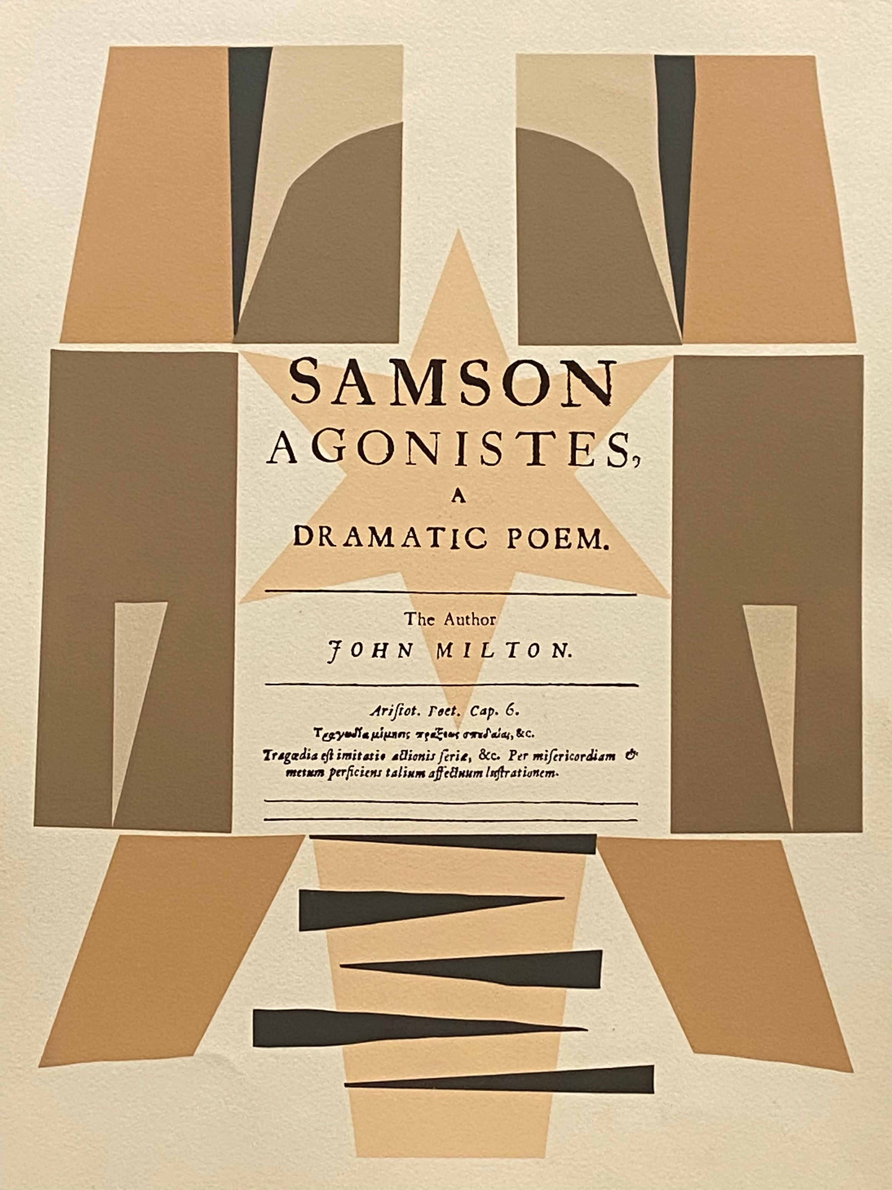 Page de titre : Samson Agonistes, un pome dramatique. L'auteur, John Milton - Print de Robert Medley