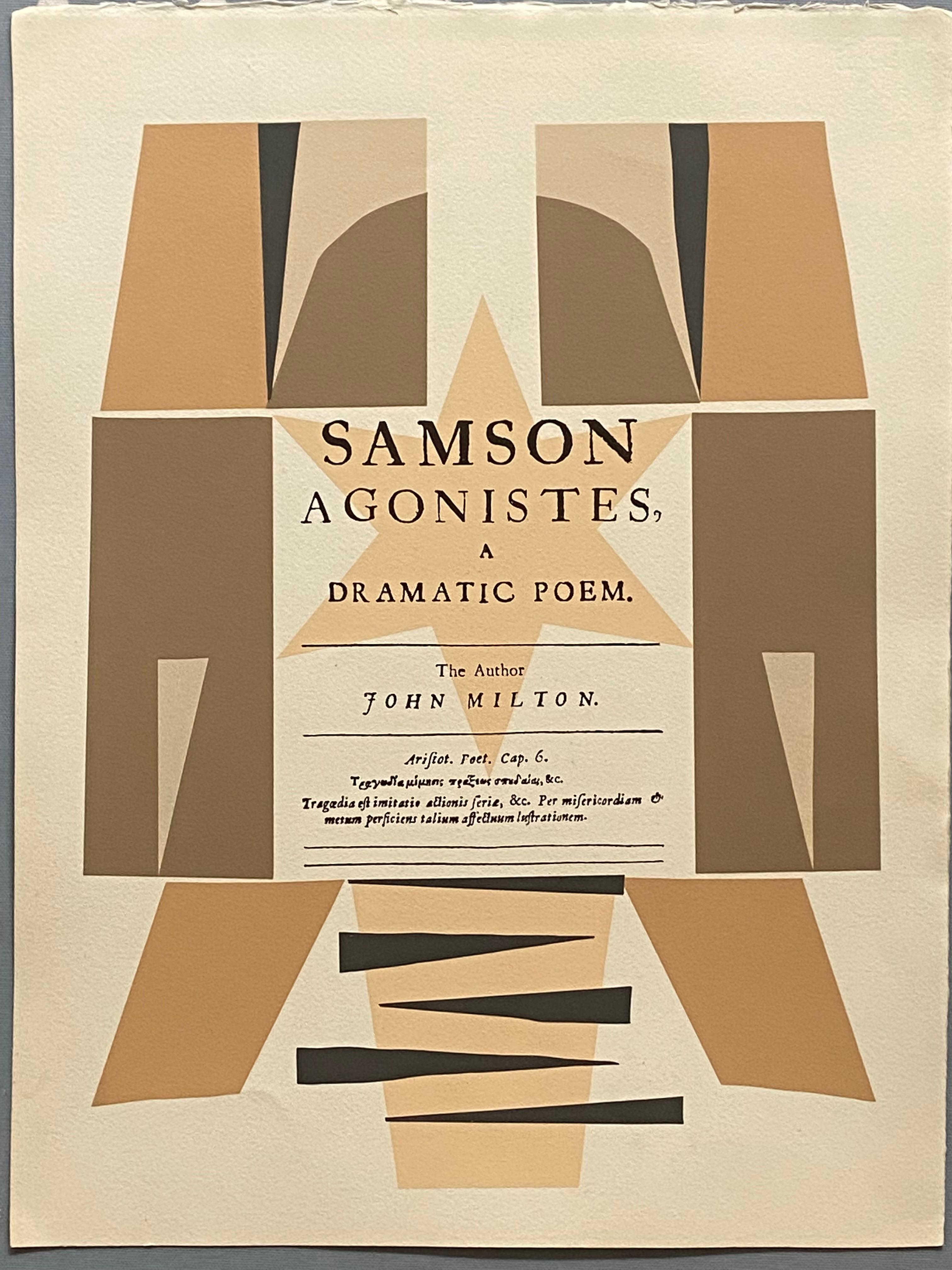 Page de titre : Samson Agonistes, un pome dramatique. L'auteur, John Milton - Beige Abstract Print par Robert Medley