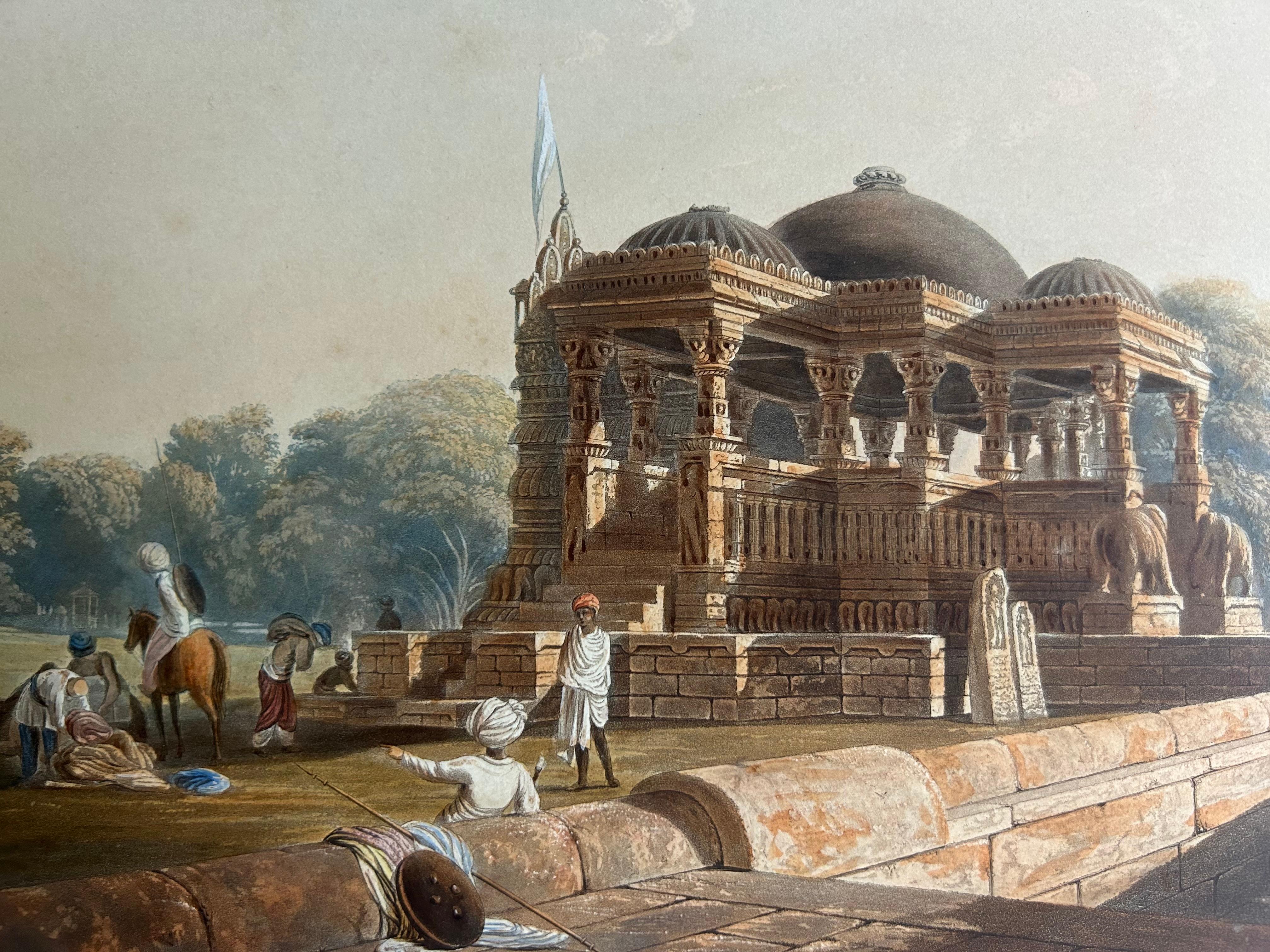 India 19th Century Original 1826 Three Hand-Colored Aquatints Landscapes Rare For Sale 5