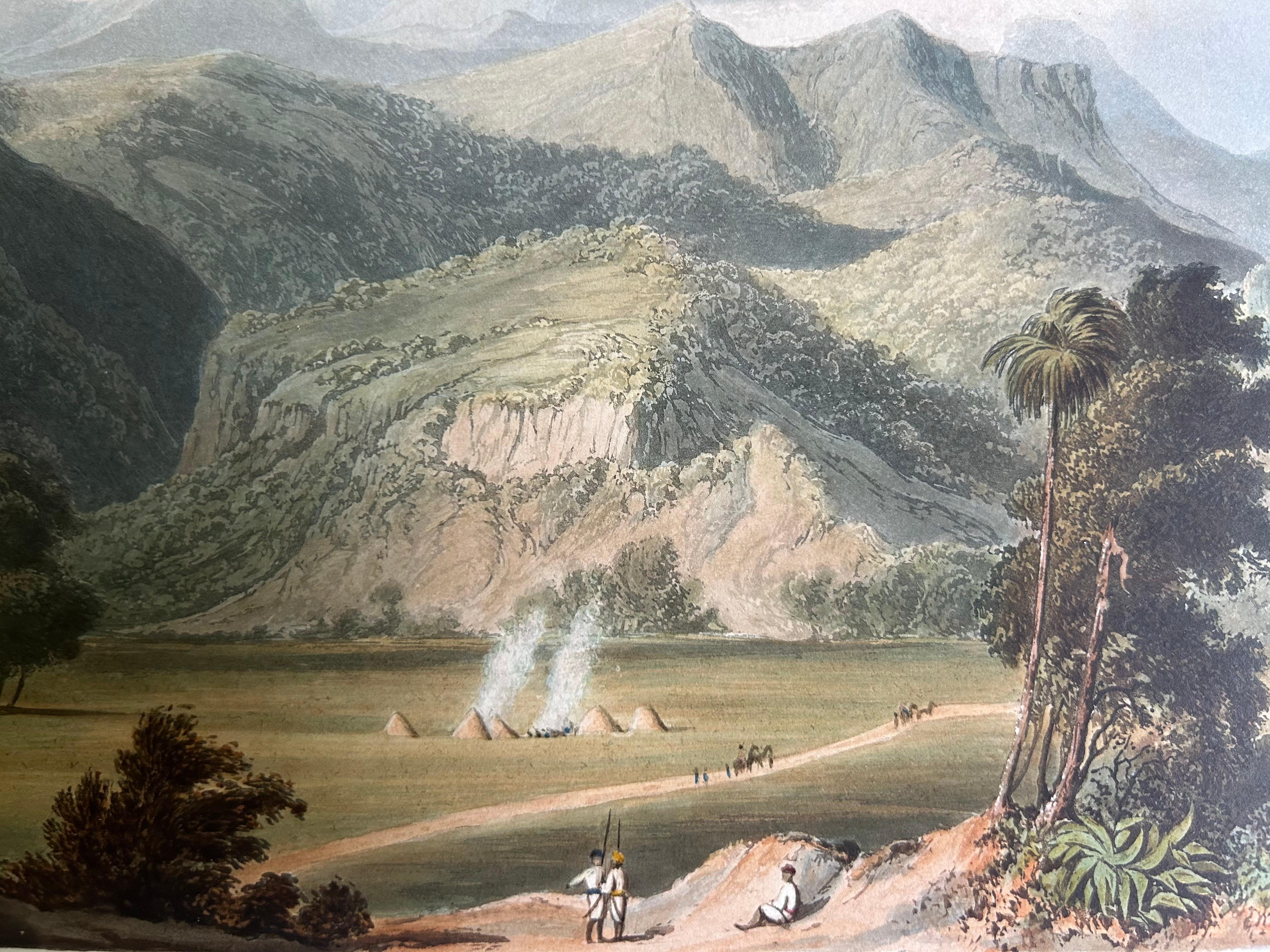 India 19th Century Original 1826 Three Hand-Colored Aquatints Landscapes Rare For Sale 1