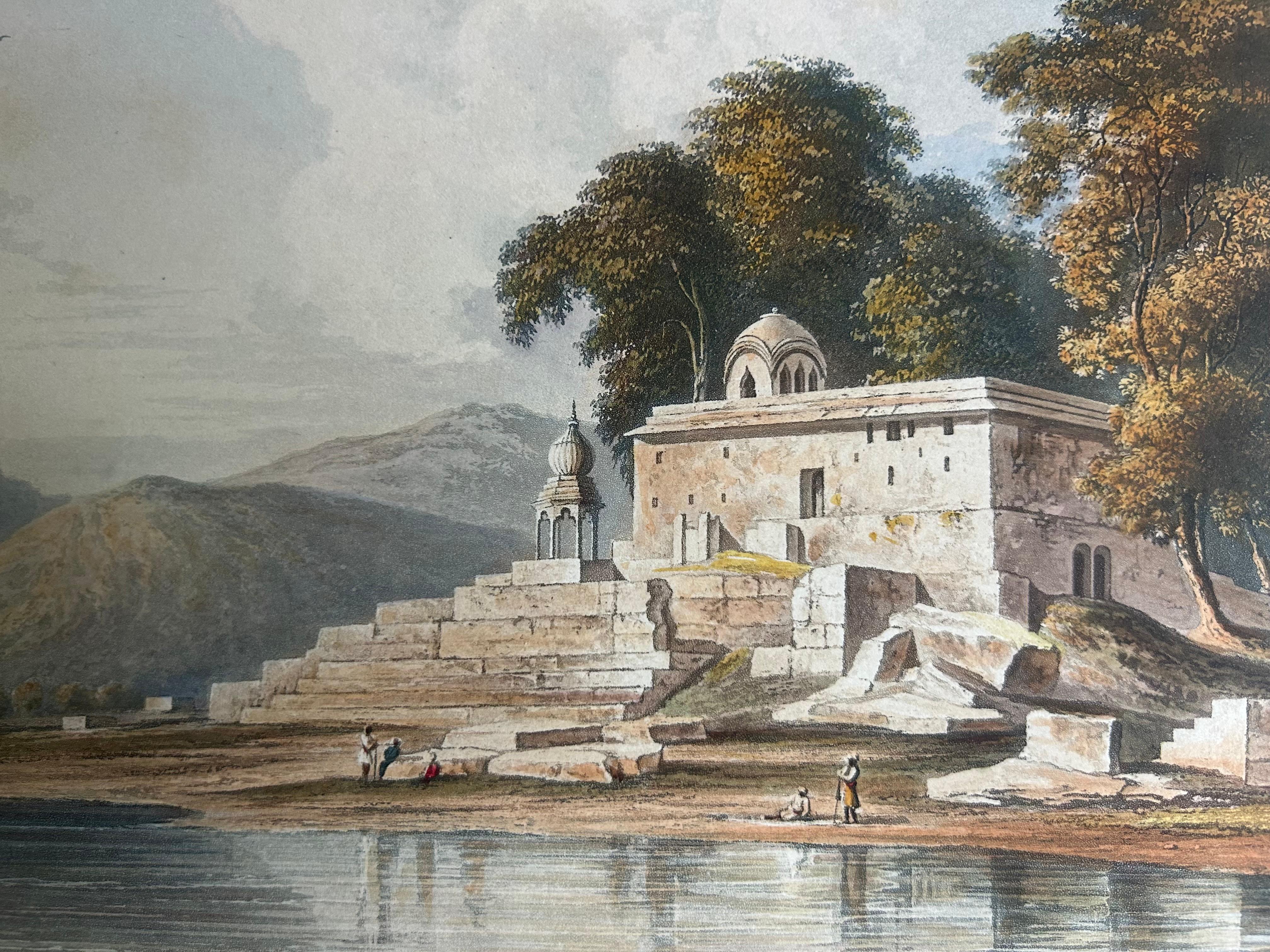 India 19th Century Original 1826 Three Hand-Colored Aquatints Landscapes Rare For Sale 3