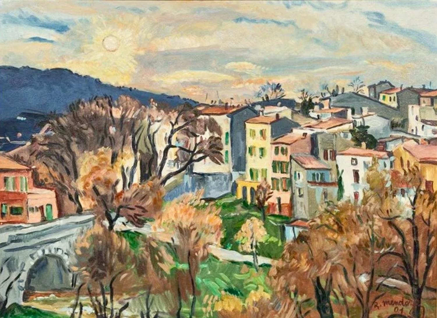 Vue de Sainte Anastasie France - Post-impressionnisme Painting par Robert Mendoze