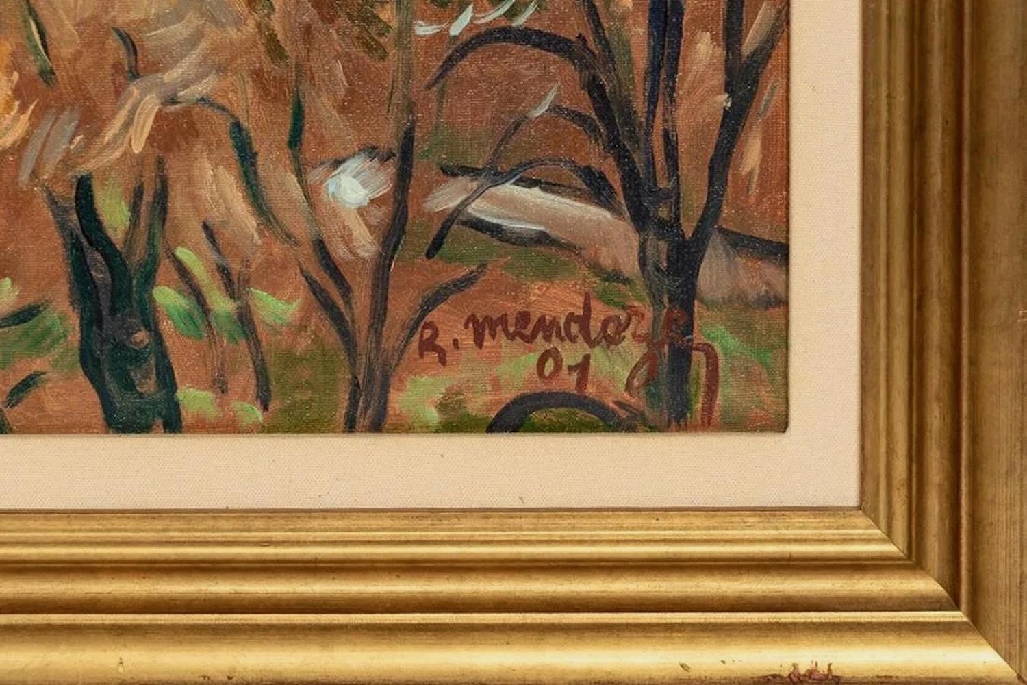 Vue de Sainte Anastasie France - Marron Landscape Painting par Robert Mendoze