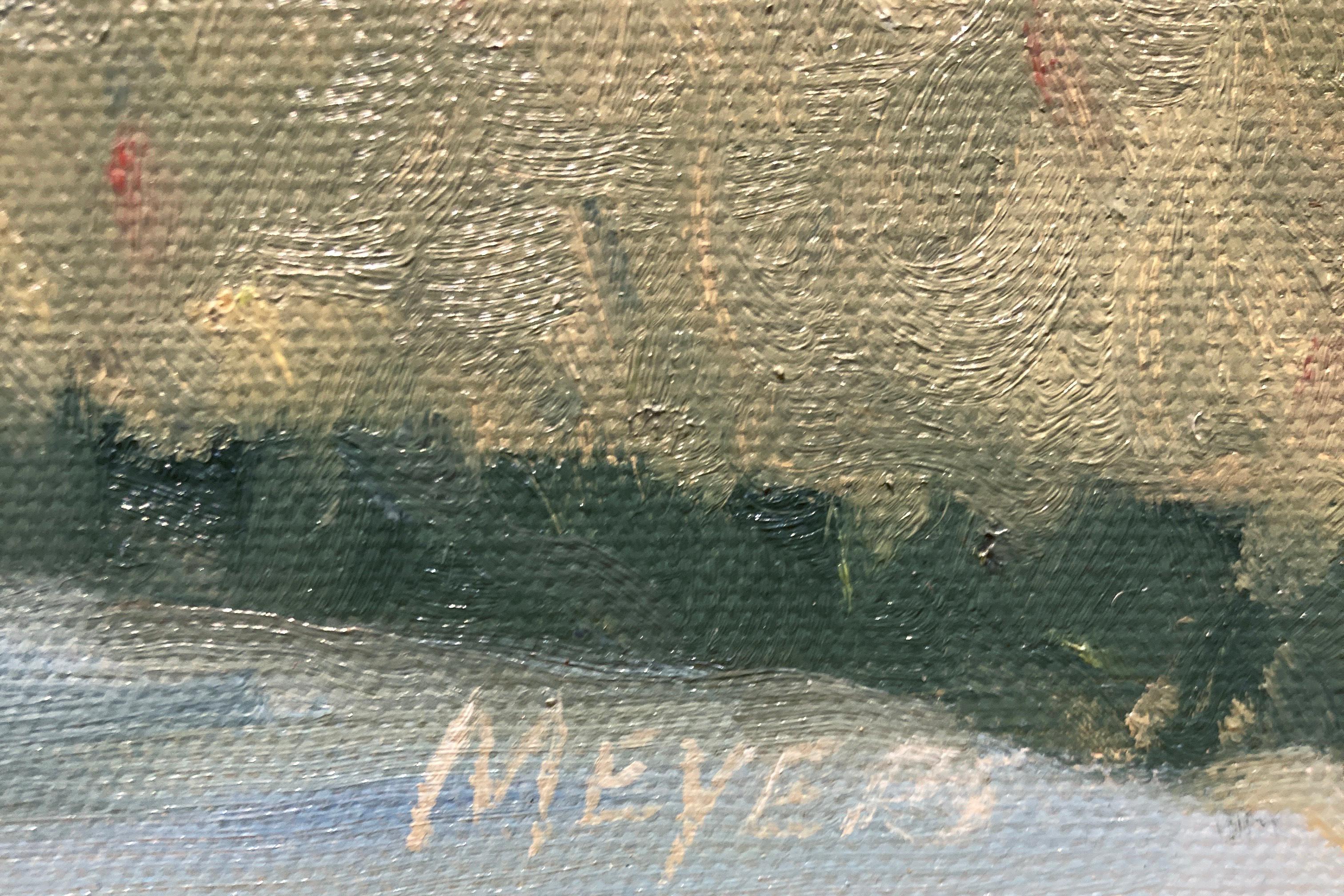 Robert Meyers, « View of Vermont Hill », peinture à l'huile d'un lac de montagne de 16 x 20 cm  en vente 4