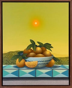 Bowl of Oranges with Fire Sky
