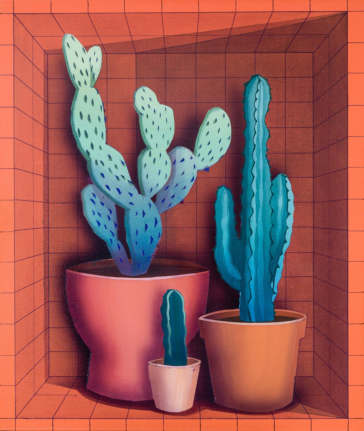 Three Cacti  - Painting by Robert Minervini