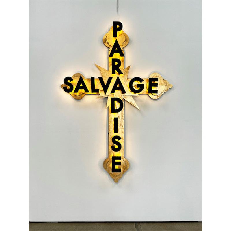 Salvage Paradise (croix de sauvetage belge) - Sculpture de Robert Montgomery