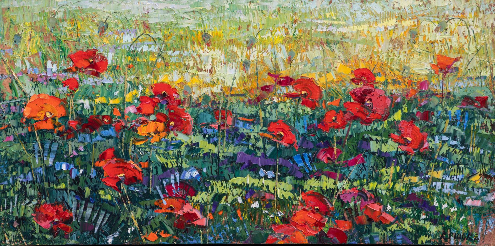 Poppies - Impressionist Painting by Robert Moore (b.1957)